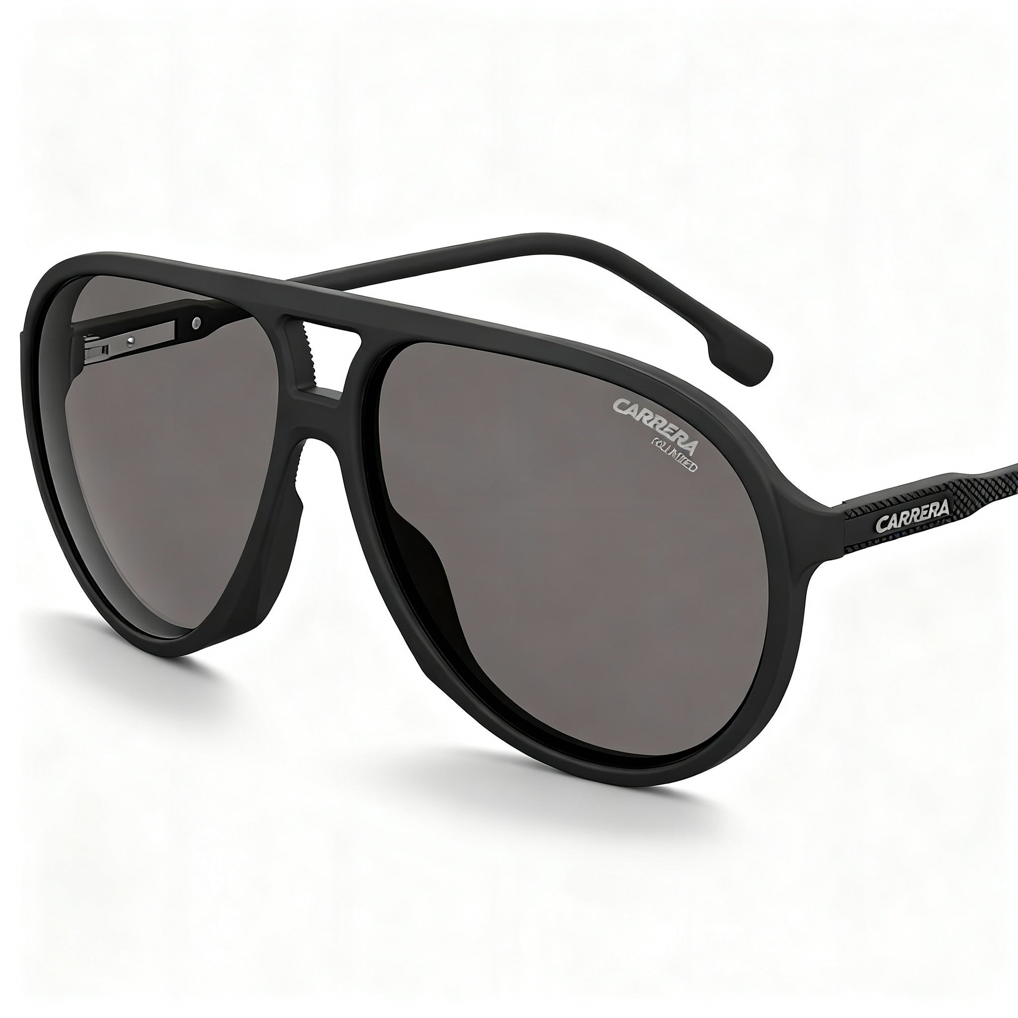 Carrera 237/S Men's Pilot Sunglasses - Matte Black Plastic Frame, Grey Polarized Lenses 61-13-140