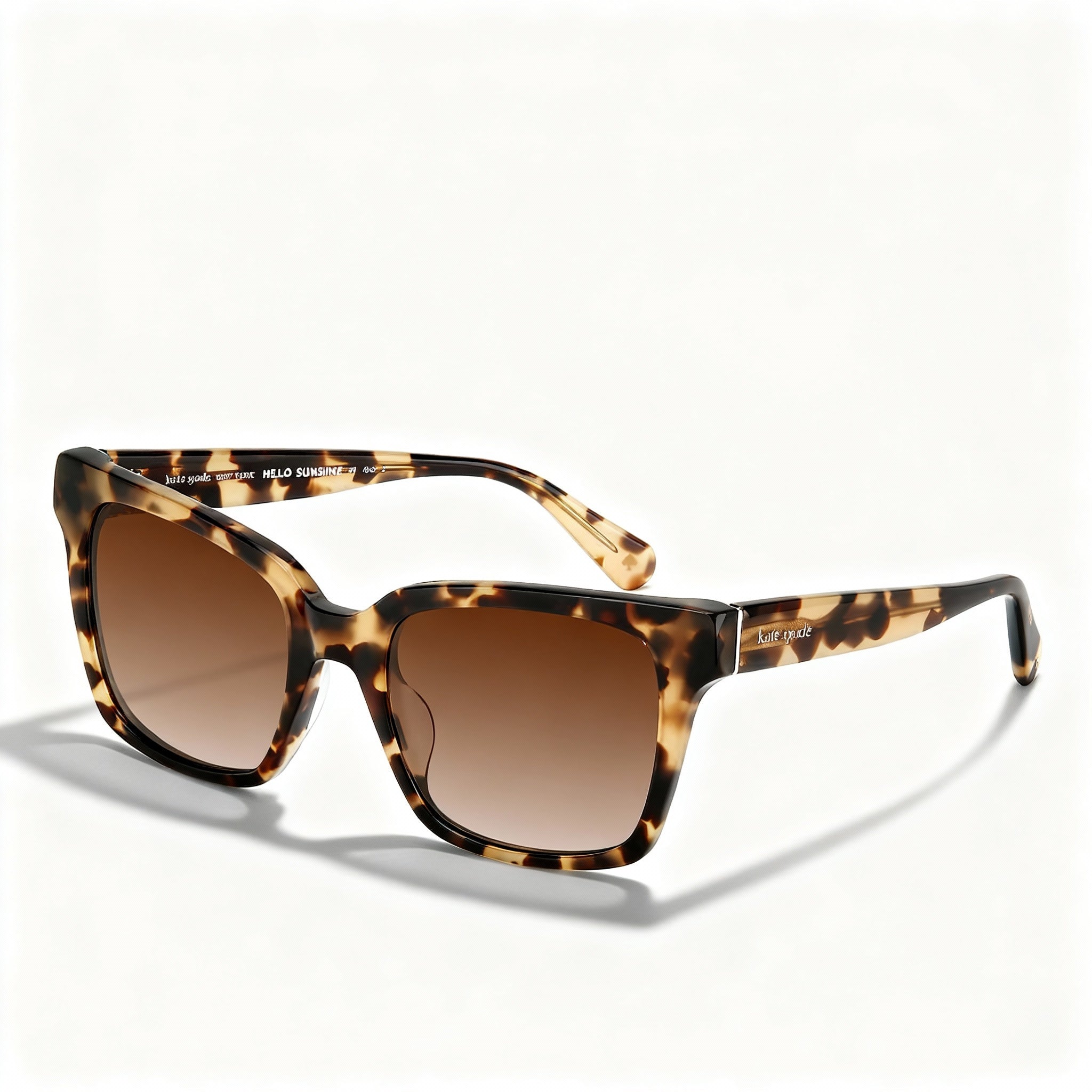 kate spade new york HARLOW/G/S Women's Square Polarized Acetate Sunglasses 55mm Light Havana Frame Brown Shaded Lens