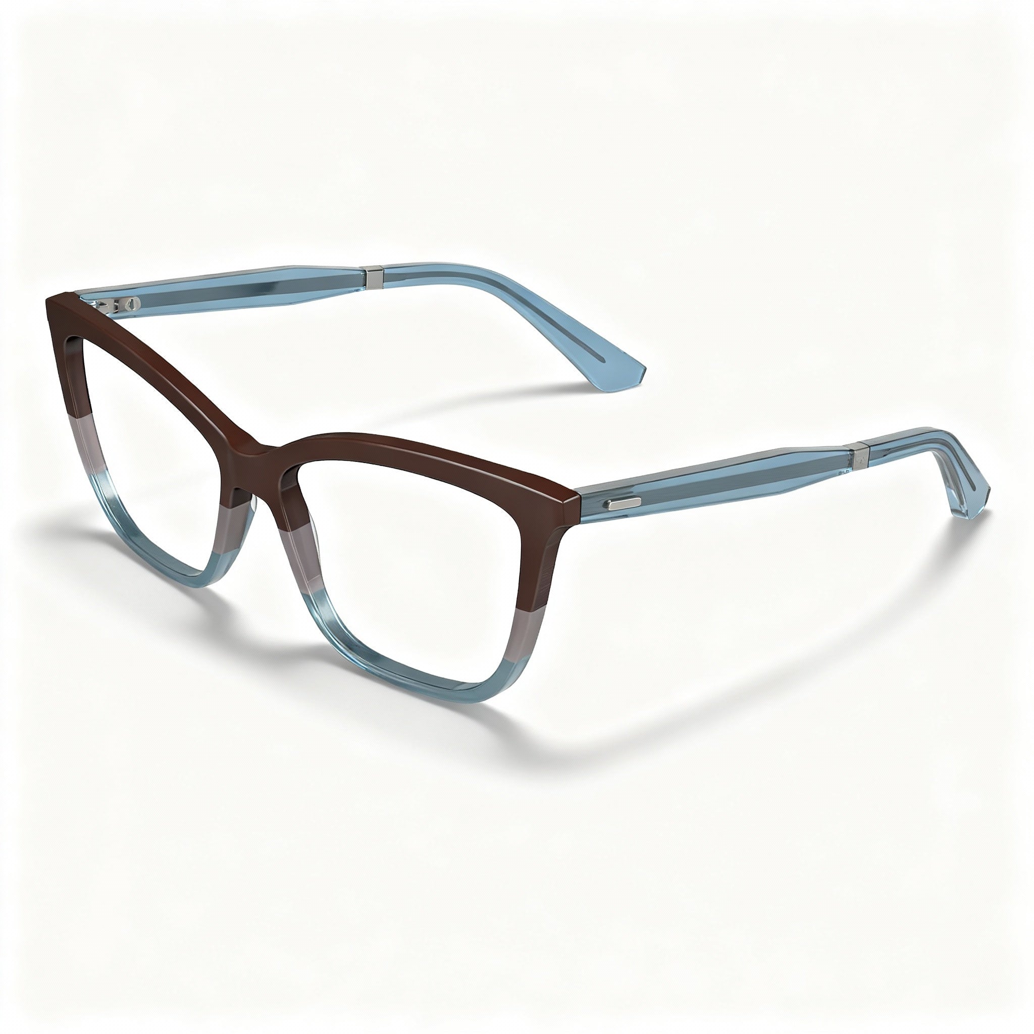 Calvin Klein Eyeglasses, Model CK23545, Unisex Full Rim Cat Eye Style, Acetate Frame, Brown/Grey/Avio, 53mm