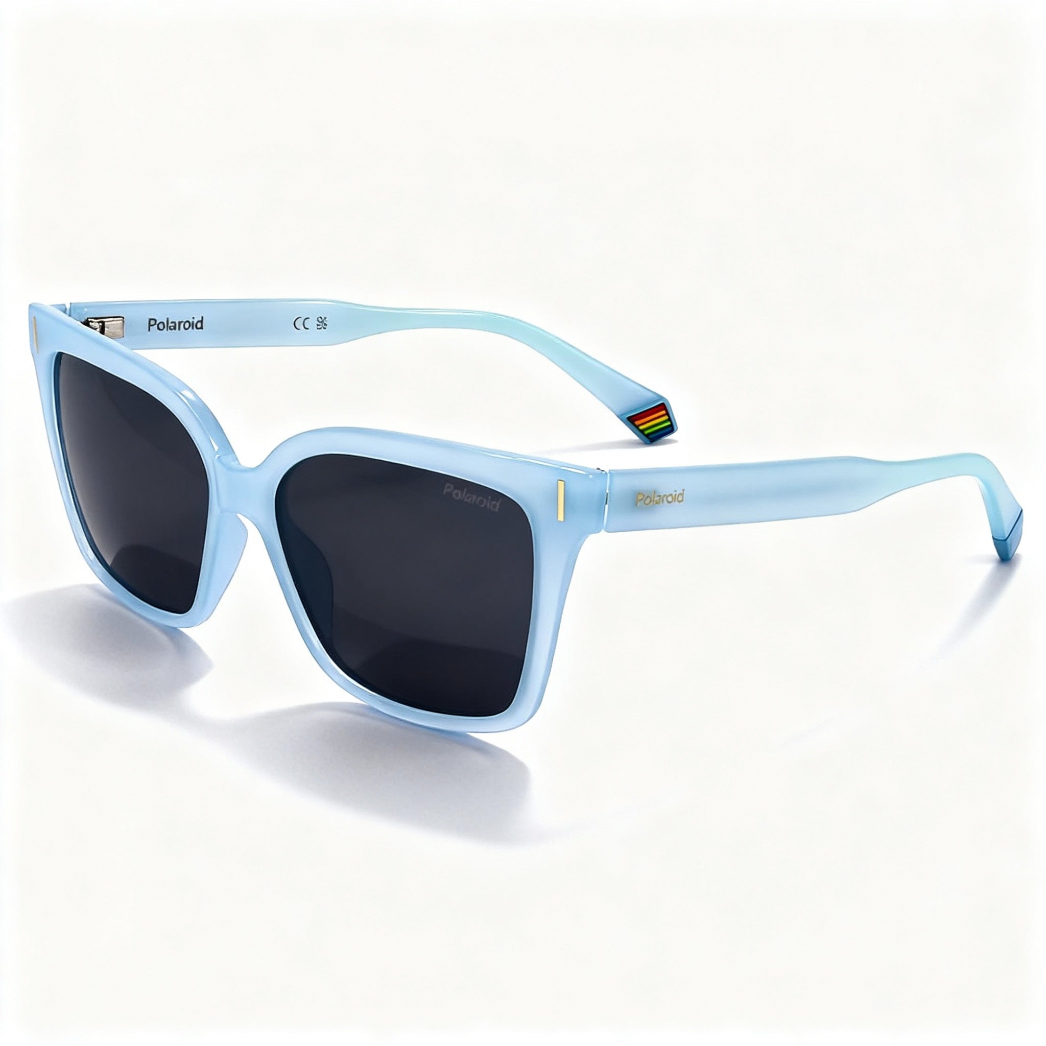 Polaroid Modern Women's Polycarbonate Sky Blue Black Frame Grey Polarized Sunglasses 54-16-145