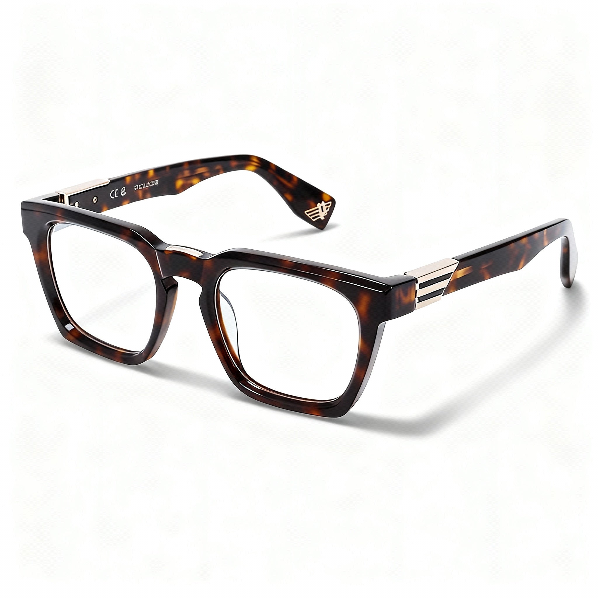 Police Casual Men's Acetate Full Rim Optical Eyeglasses Frame with Shiny Black Finish, 51mm Lens Width