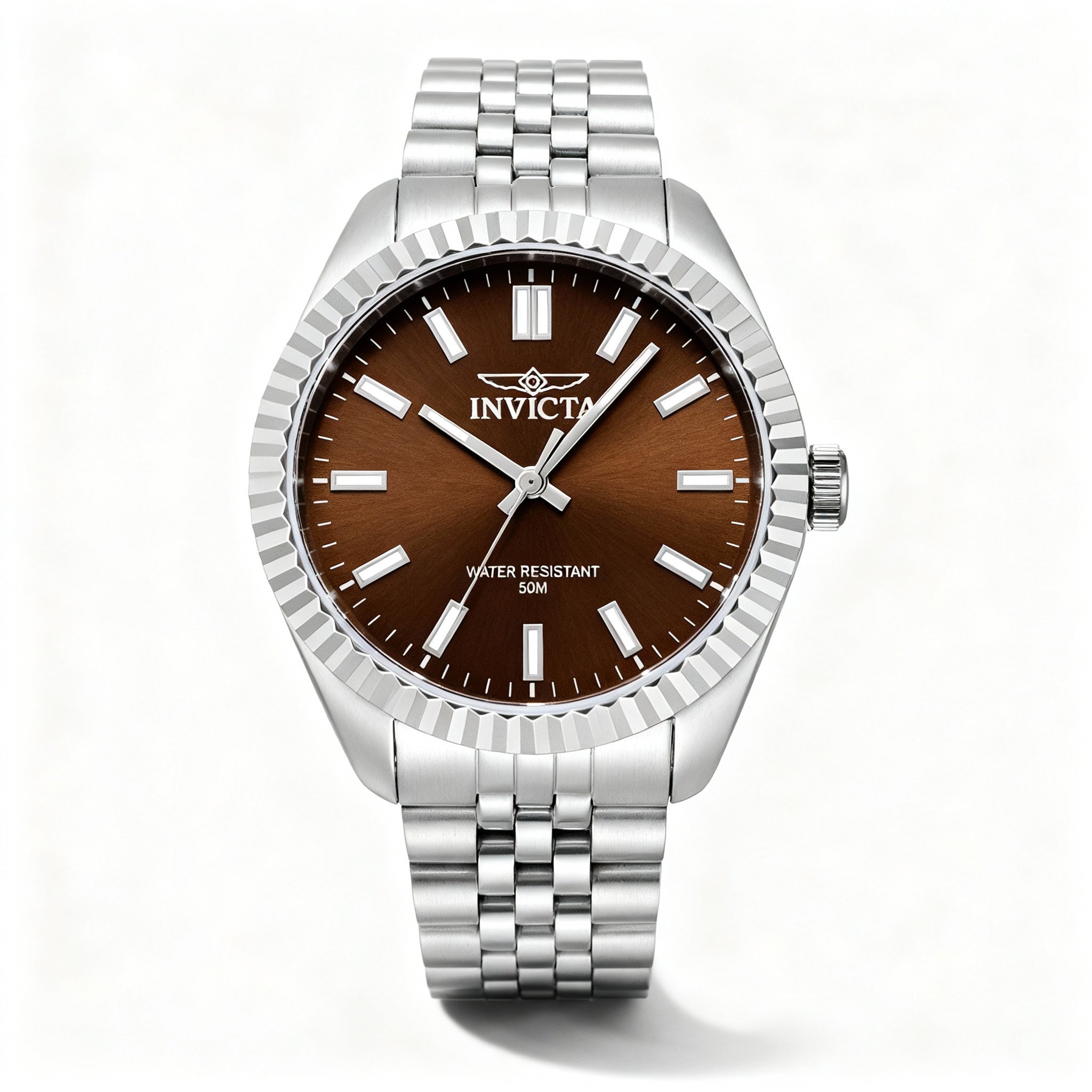 Invicta Specialty 47498 Unisex 36mm Silver Stainless Steel Case Brown Dial Quartz Bracelet Watch