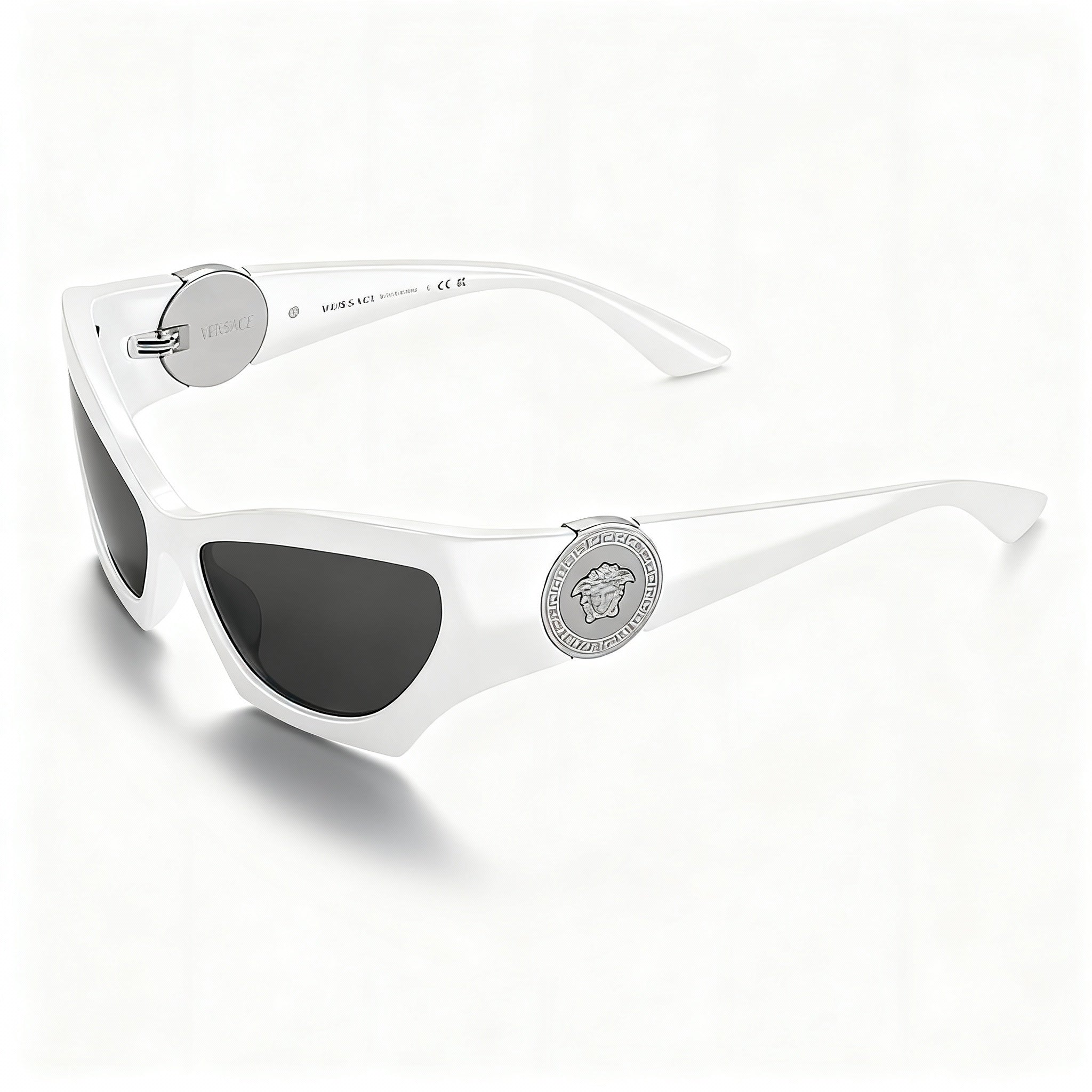 Versace Classic Women's Acetate Sunglasses, White Frame, Grey Non-Polarized Lenses, Size 60-16-125