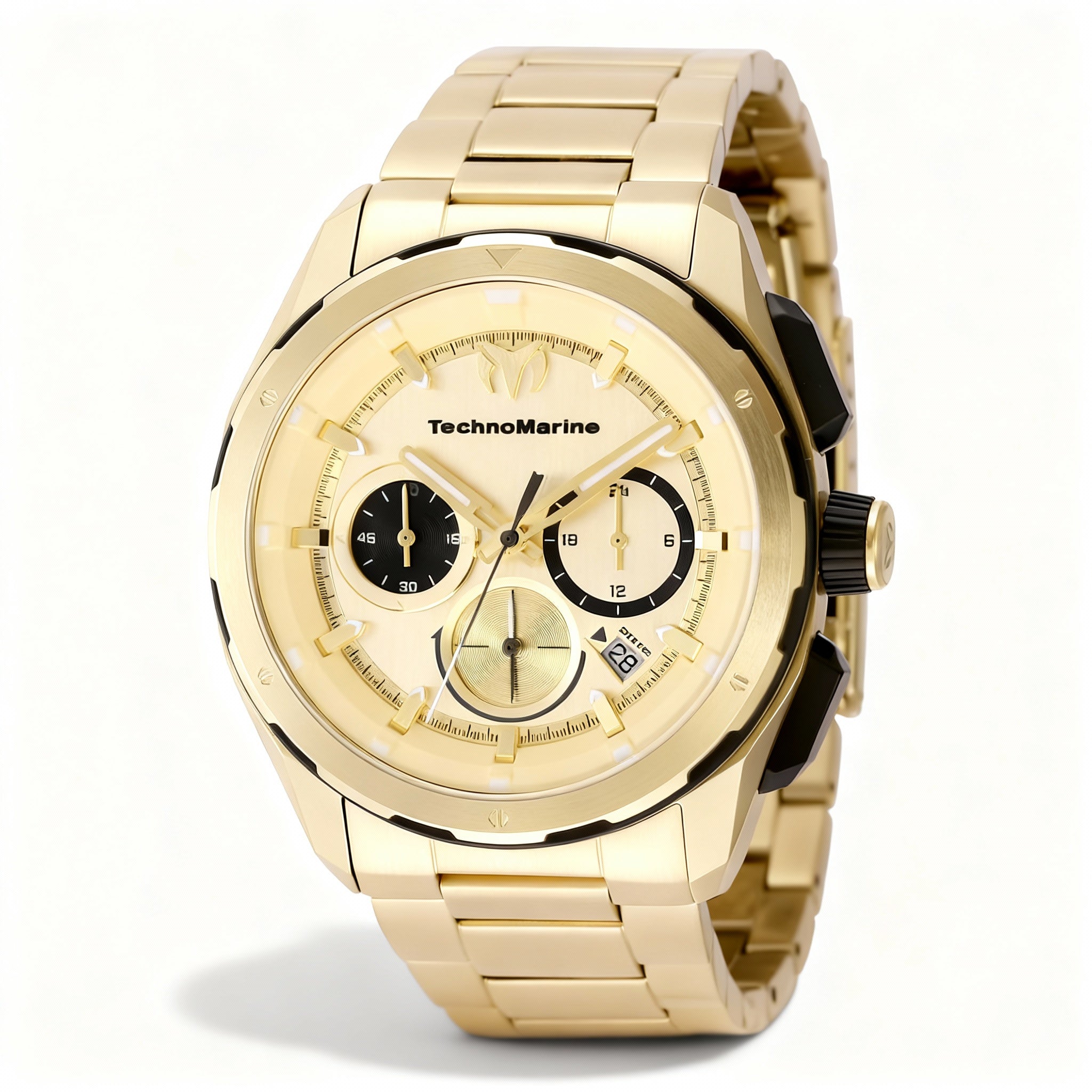 TechnoMarine OCEAN - NOMAD TM-318094 Unisex Gold Dial Stainless Steel Chronograph Quartz 43mm Watch