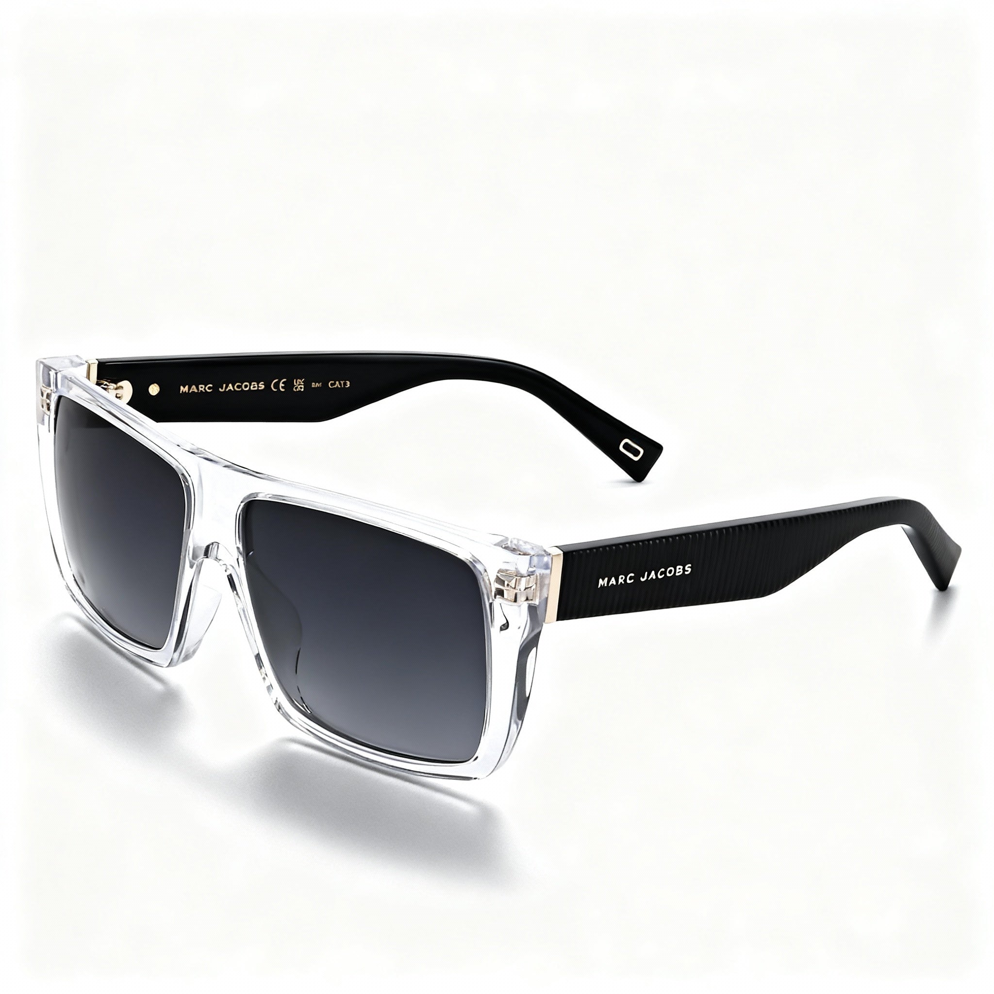 Marc Jacobs Marc Icon 096/S Women's Acetate Sunglasses, Transparent Black/Grey Frame, Crystal Black Non-Polarized Lenses 57mm