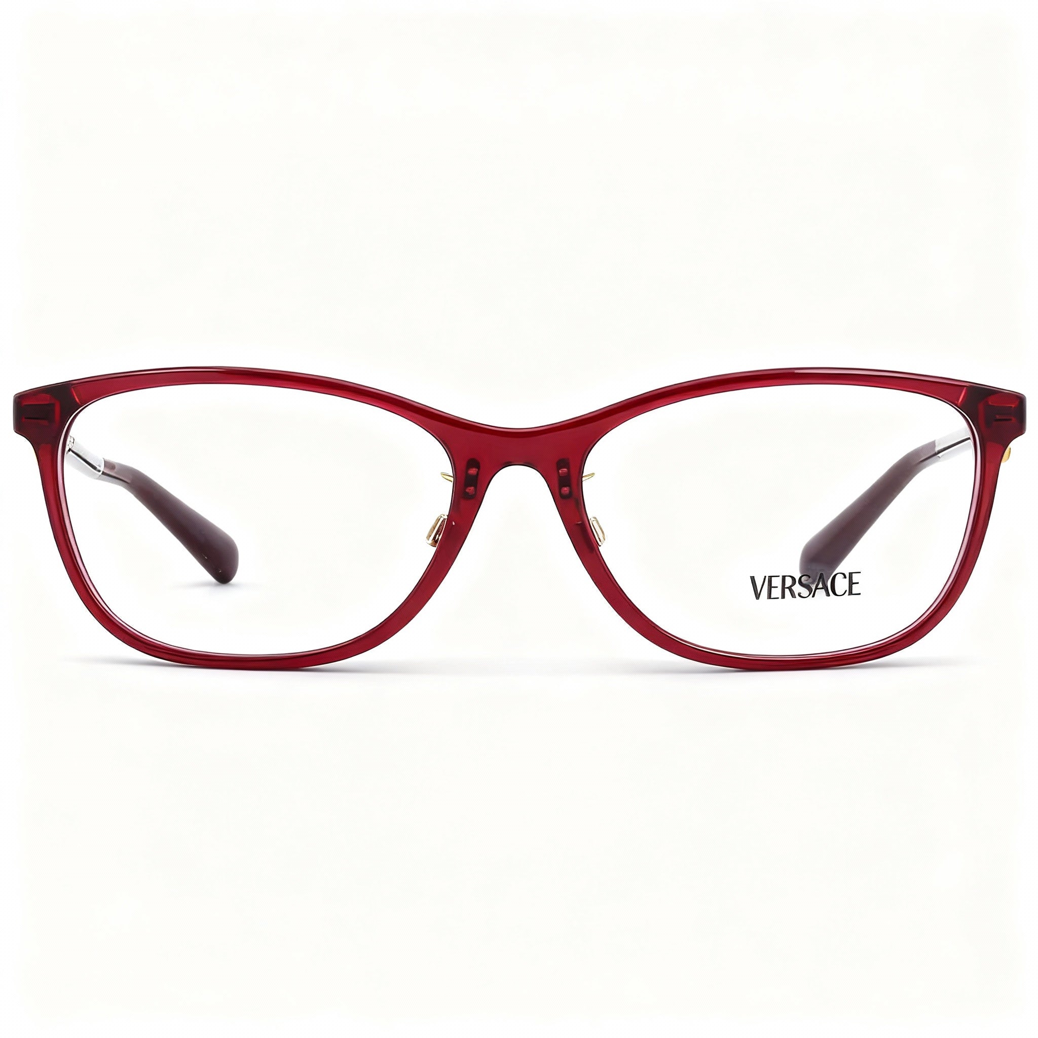 Versace VE3297D Women's Cat Eye Transparent Red Acetate Eyeglasses, Prescription Ready, 55-16-140