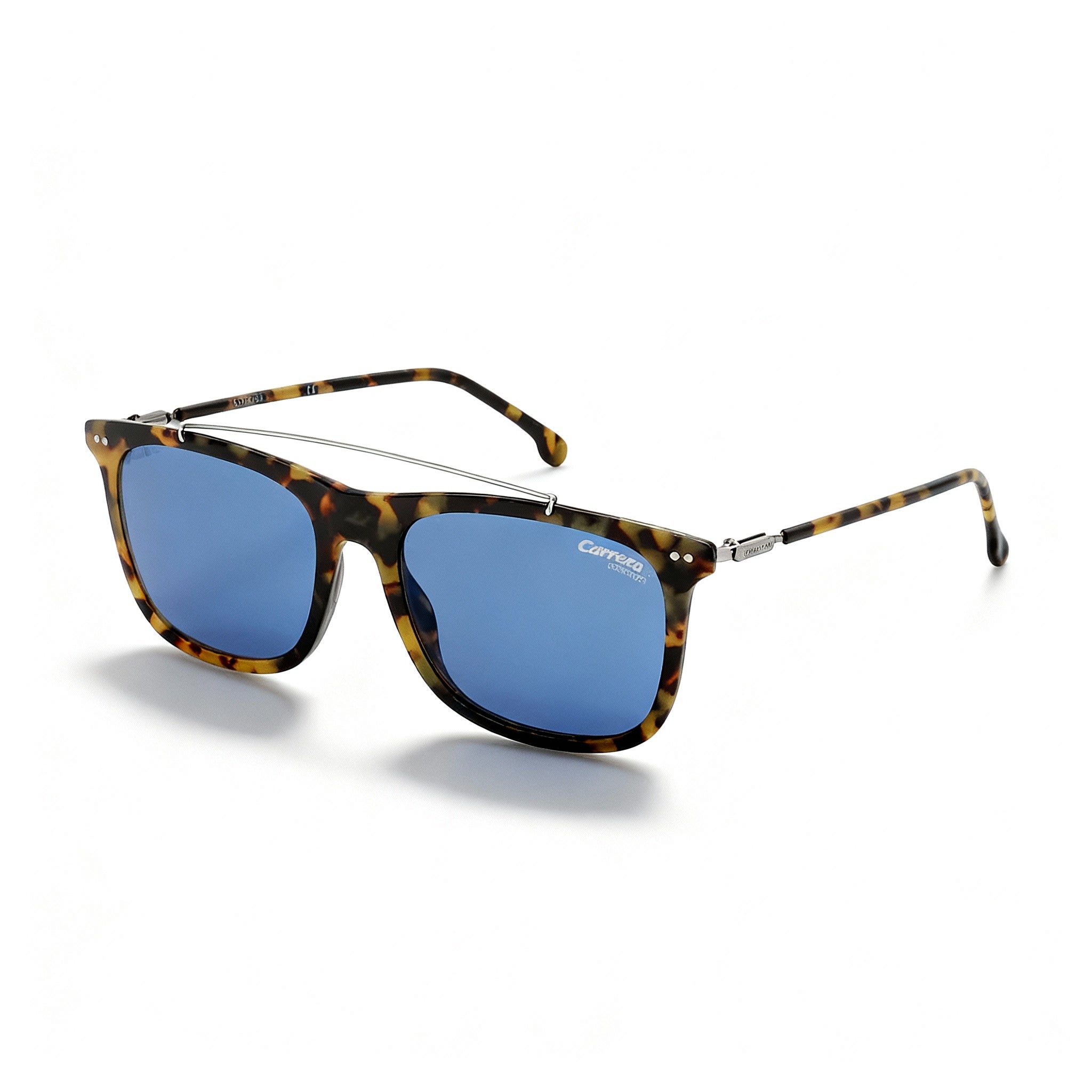 Carrera Men's 150/S Rectangular Acetate Sunglasses, Havana Ruthenium Blue Frame, Blue Avio Non-Polarized Lenses 55mm