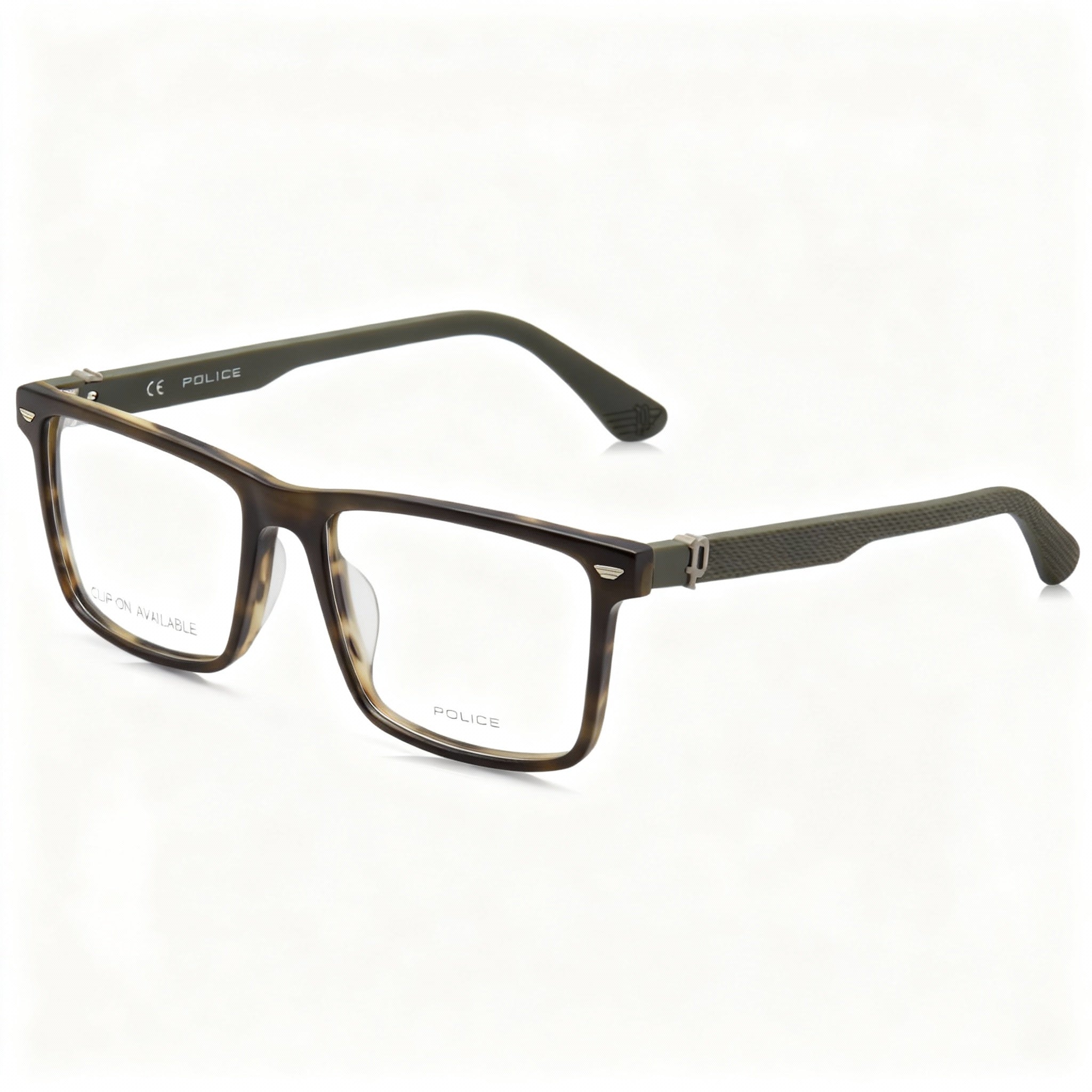 Police VPLF74 Modern Men's Acetate & Metal Non-Polarised Eyeglasses Matt Striped Green 54mm