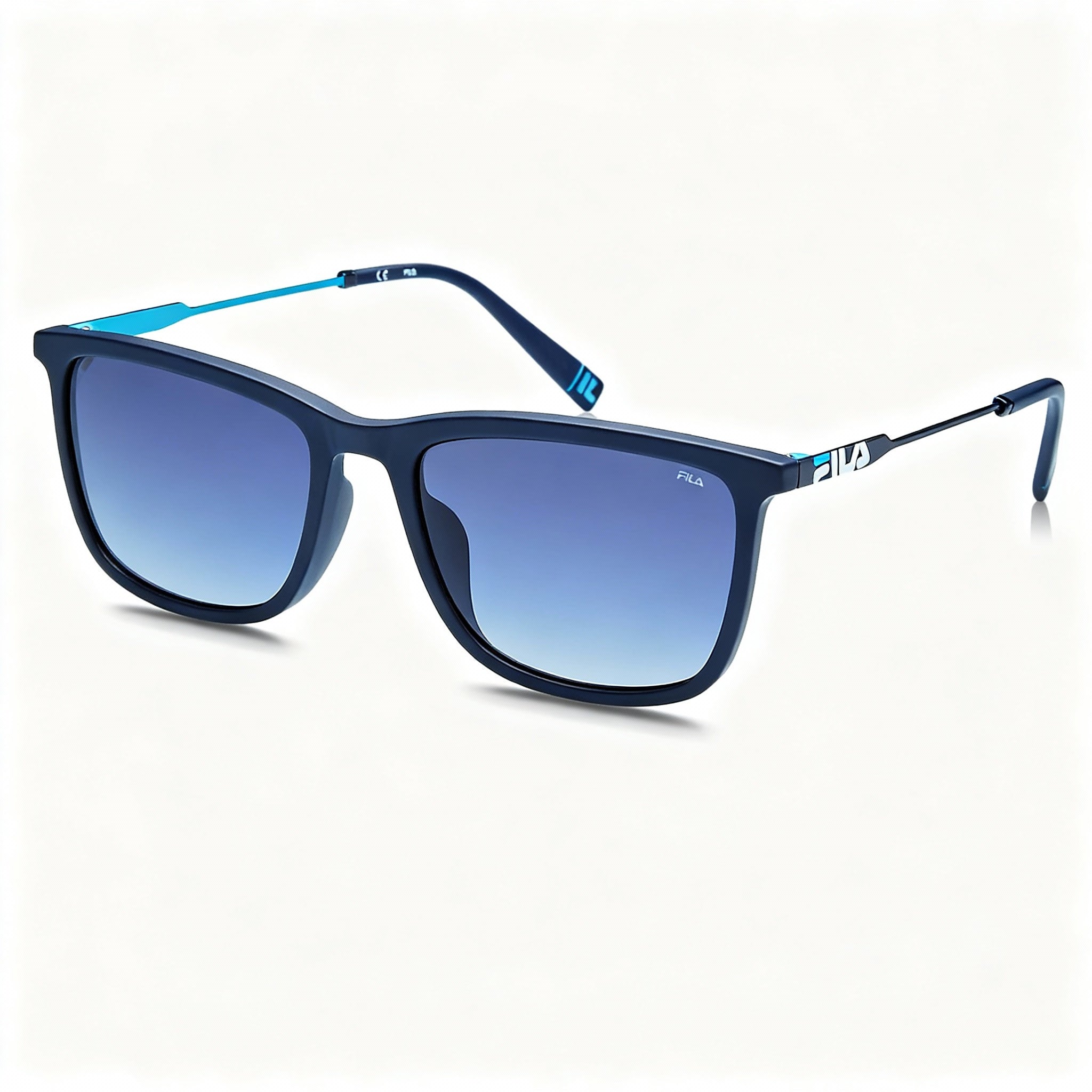 Fila Casual Men's Oil-Metal Eyewear, Matt Night Blue Frame, Blue Gradient Non-Polarized Lenses, 55-18-145