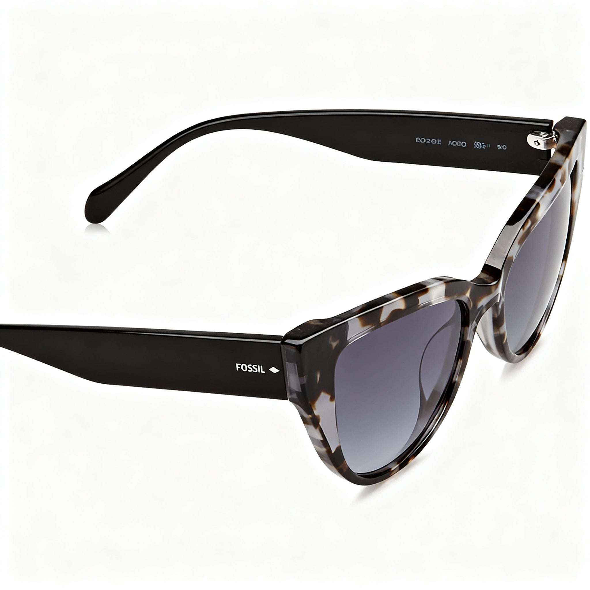 Fossil Modern Women's Grey Havana Acetate Cat Eye Dark Grey Shaded Non-Polarized 100% UV Sunglasses 52-18-140