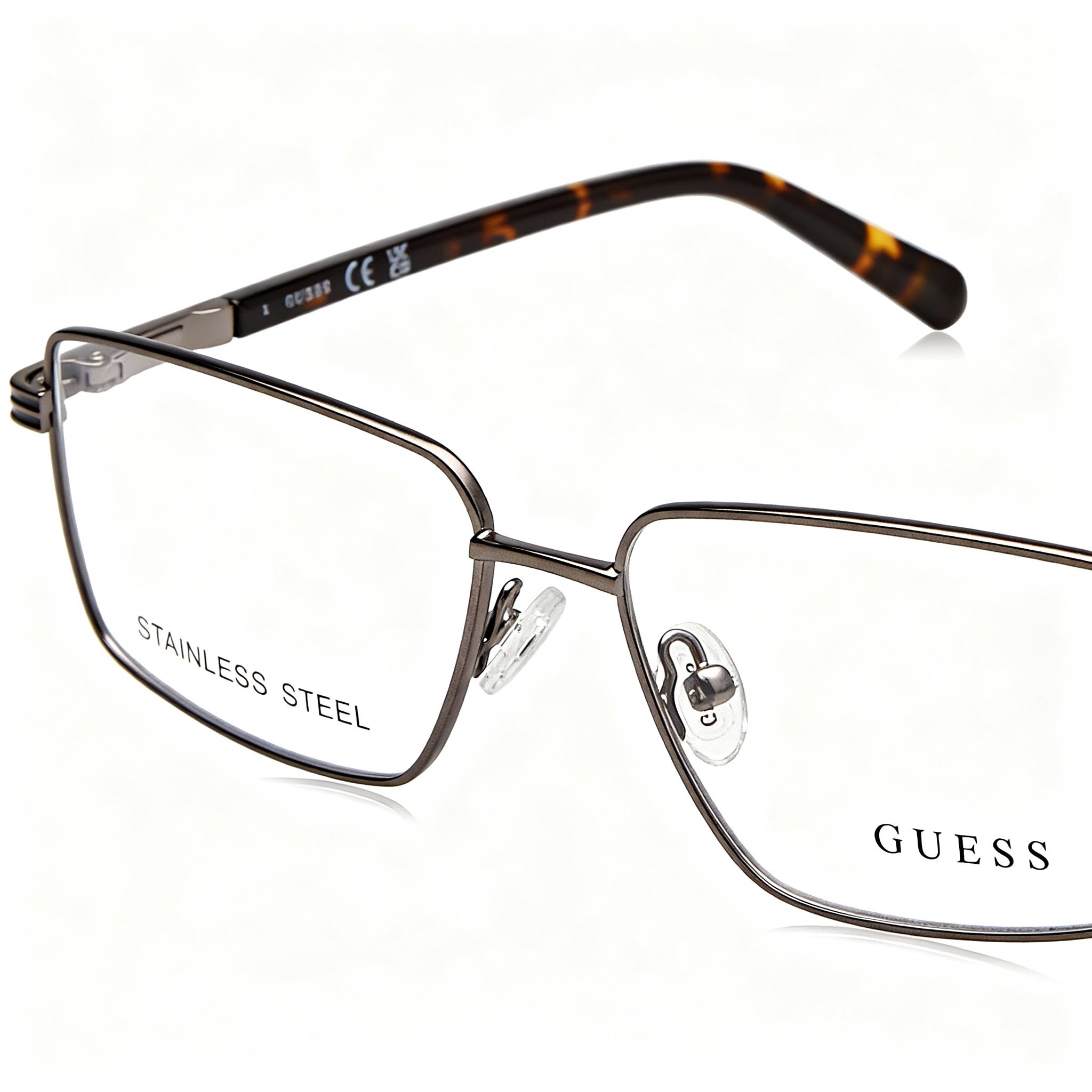 GUESS GU50061 Men's Matte Gunmetal Metal Eyeglasses Frame, Compatible with Non-Polarized Lenses, Size 56mm