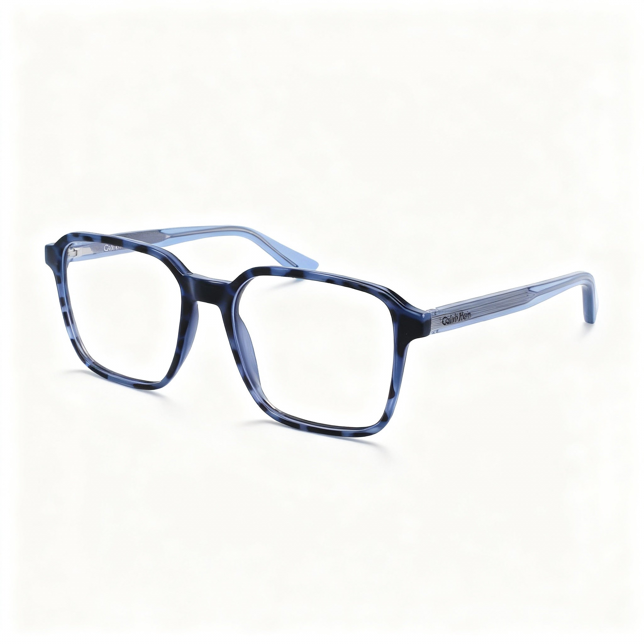 Calvin Klein CK23524 Unisex Rectangle Optical Frames, Havana Blue Injected Plastic, Non-Polarized Polycarbonate Lenses 52mm