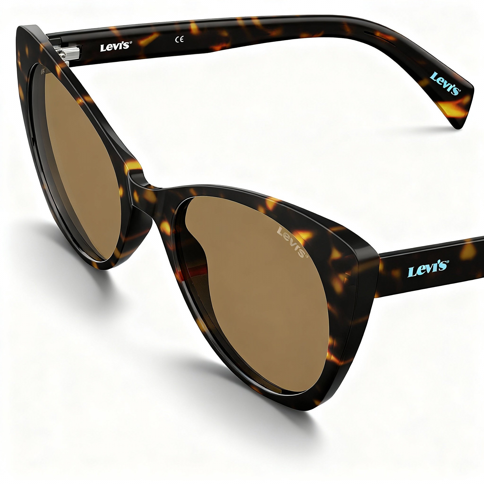 Levi's Lv 1015/S Women's Rectangular Havana Plastic Sunglasses with Polycarbonate UV Lenses 55-20-145