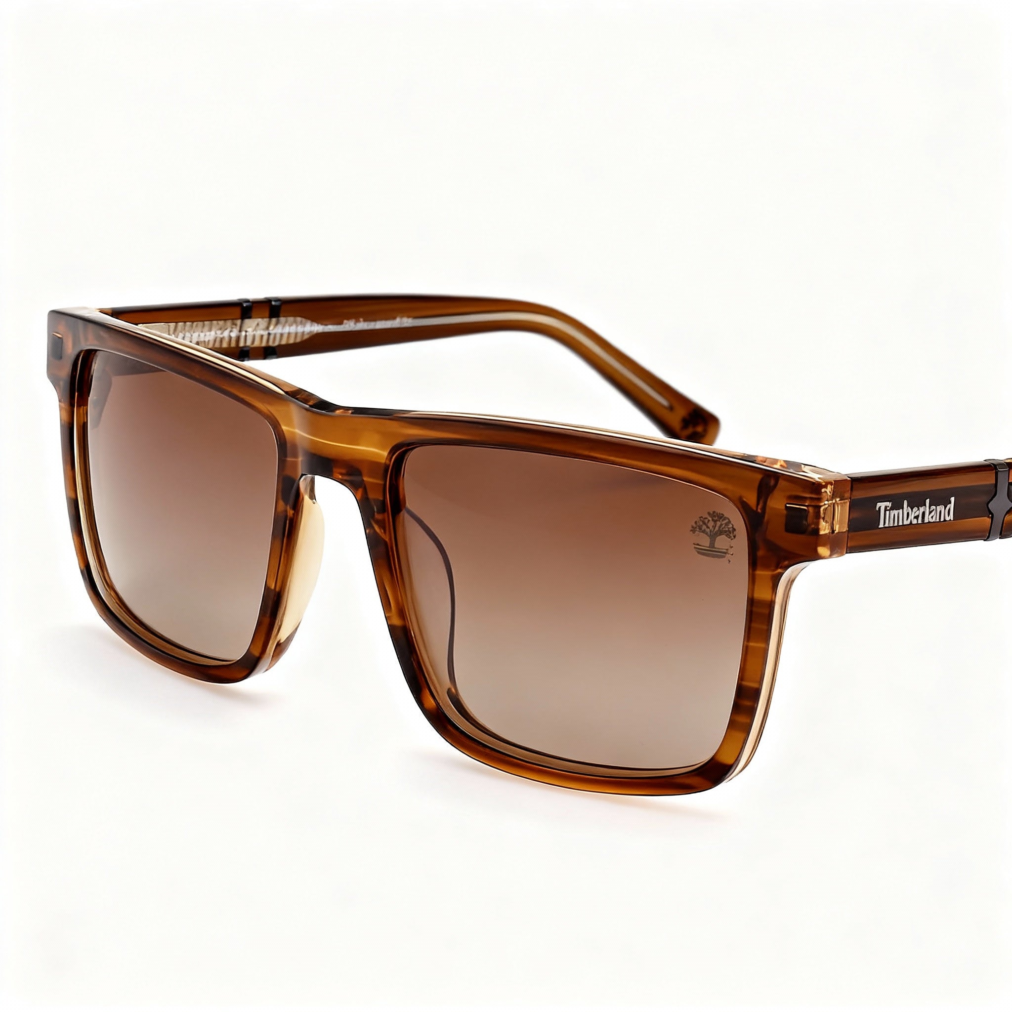 Timberland TB00020 Men's Rectangular Acetate Frame Dark Brown Horn Polarized Brown Sunglasses 55mm