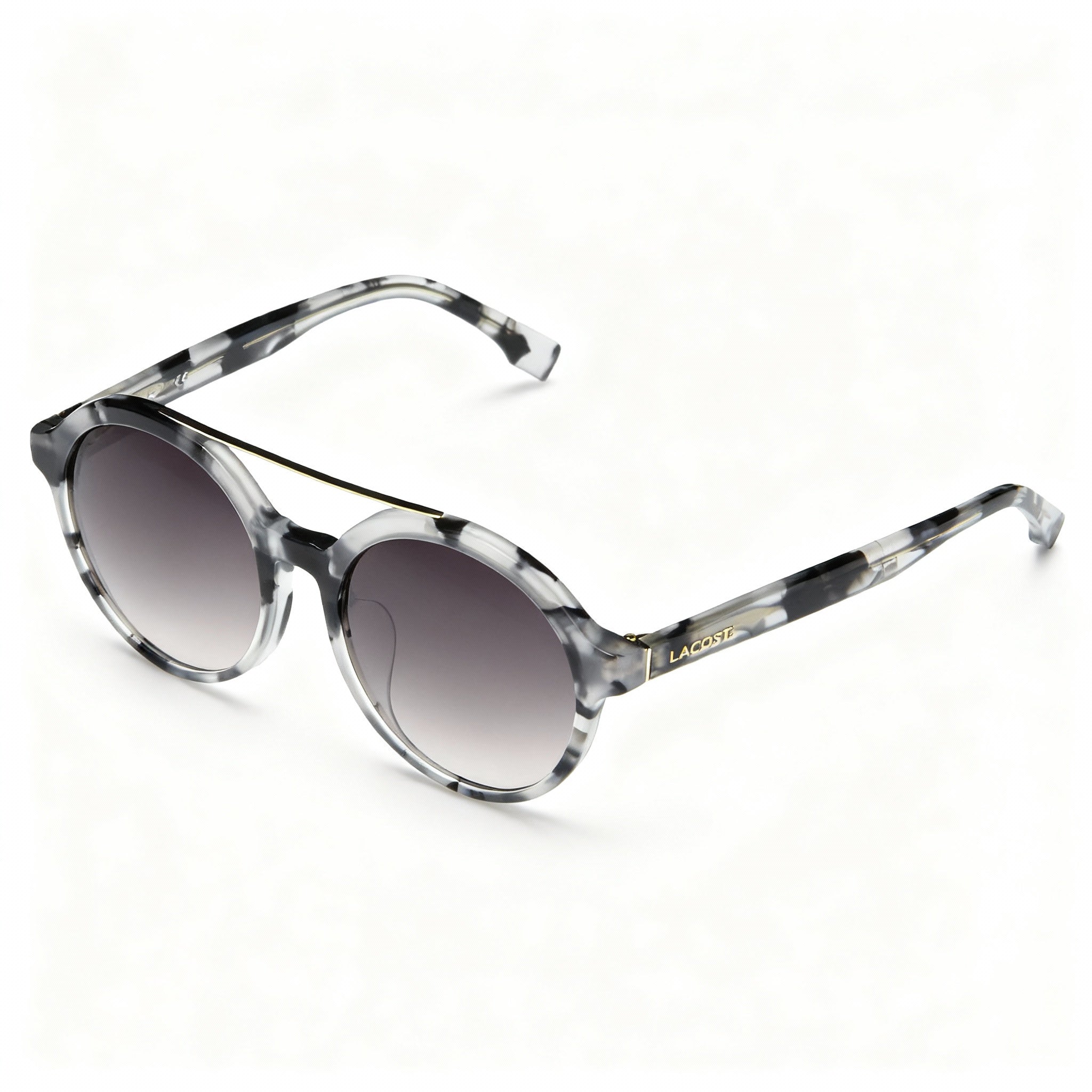 Lacoste L837SA Unisex Classic Mirrored Plastic Sunglasses, Grey Havana Frame, Grey Lenses, 17-140mm