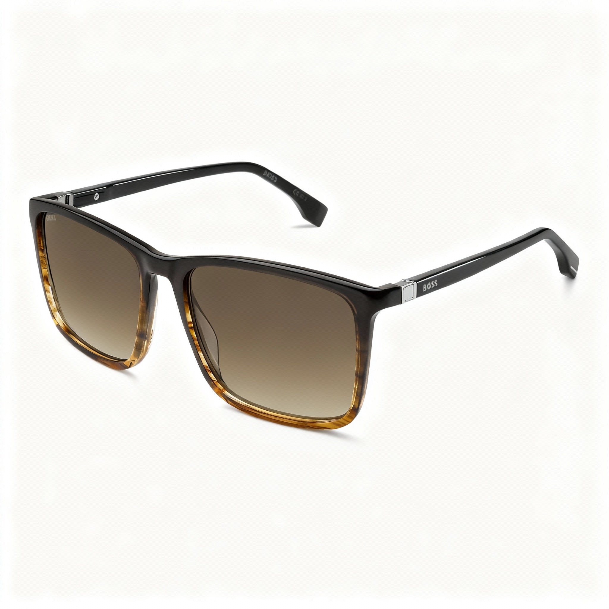 Hugo Boss INTERNATIONAL Men's Brown Horn Acetate Non-Polarized Sunglasses, Brown Shaded Lenses 56-17-145mm