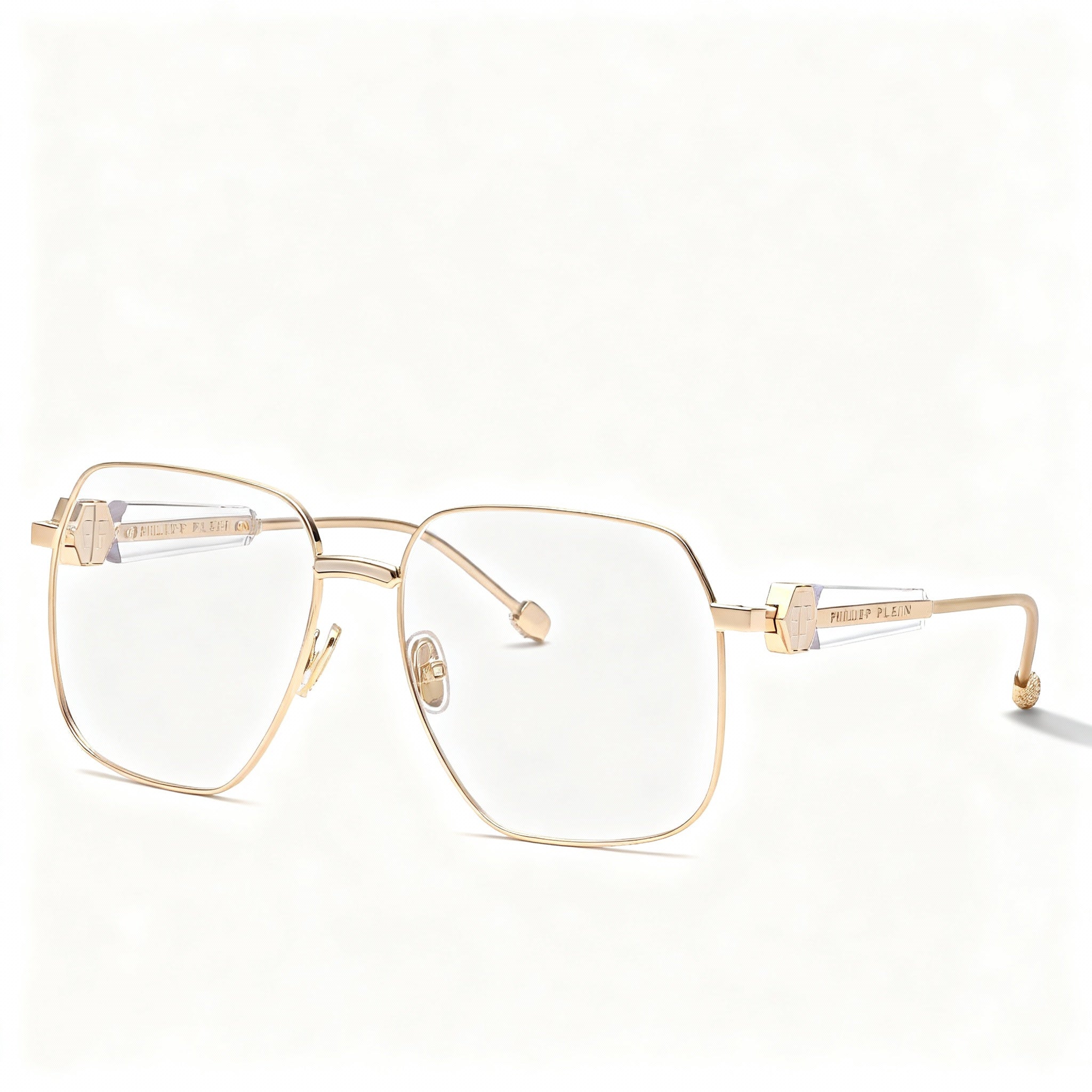 Philipp Plein Vpp126s Women's Stainless Steel Shiny Rose Gold with Beige Eyeglasses 57-16-140
