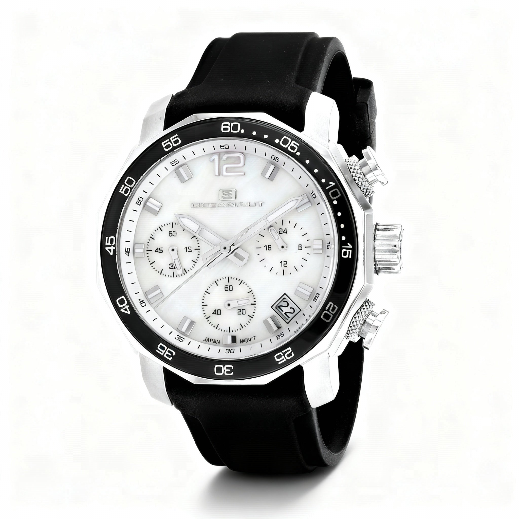 Oceanaut Quartz Movement Women's Off White Stainless Steel Rubber Strap Mother of Pearl Dial Water Resistant Watch