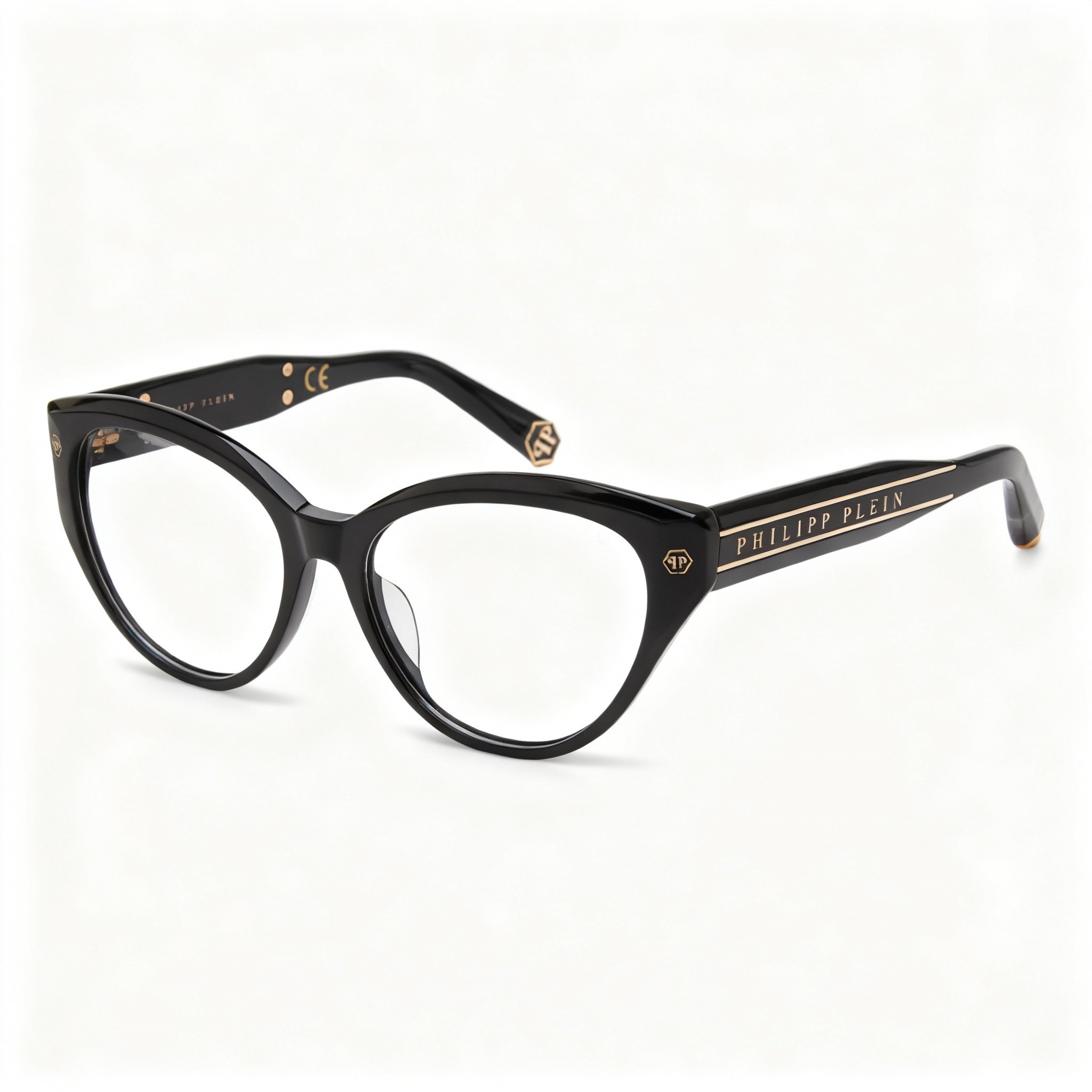 Philipp Plein Classic, Women's Shiny Black Acetate Optical Frame Eyeglasses 54-16-135
