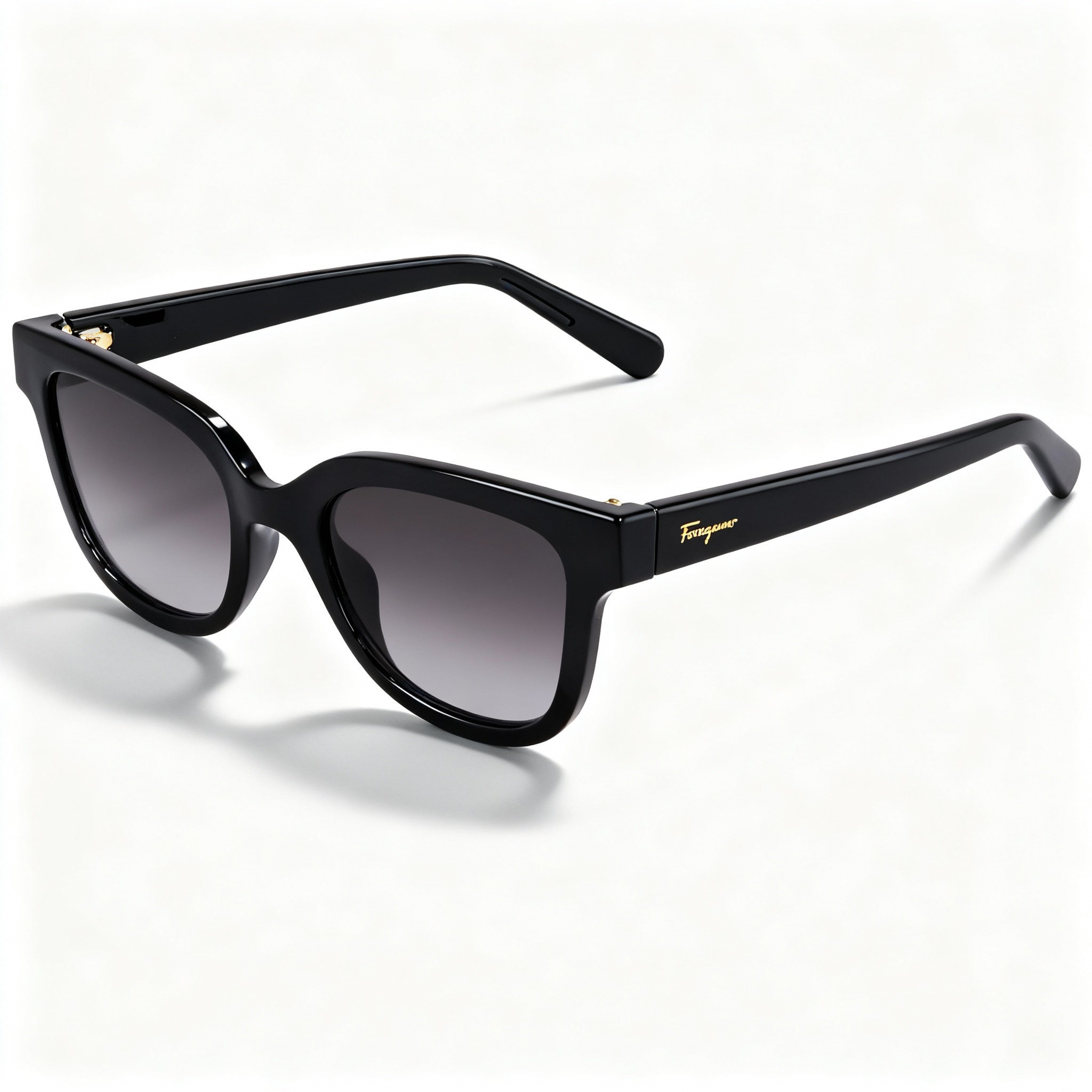 Salvatore Ferragamo SF1066S Women's Black Plastic Square Frame Sunglasses with 52mm Smoke Gradient Non-Polarized Lenses