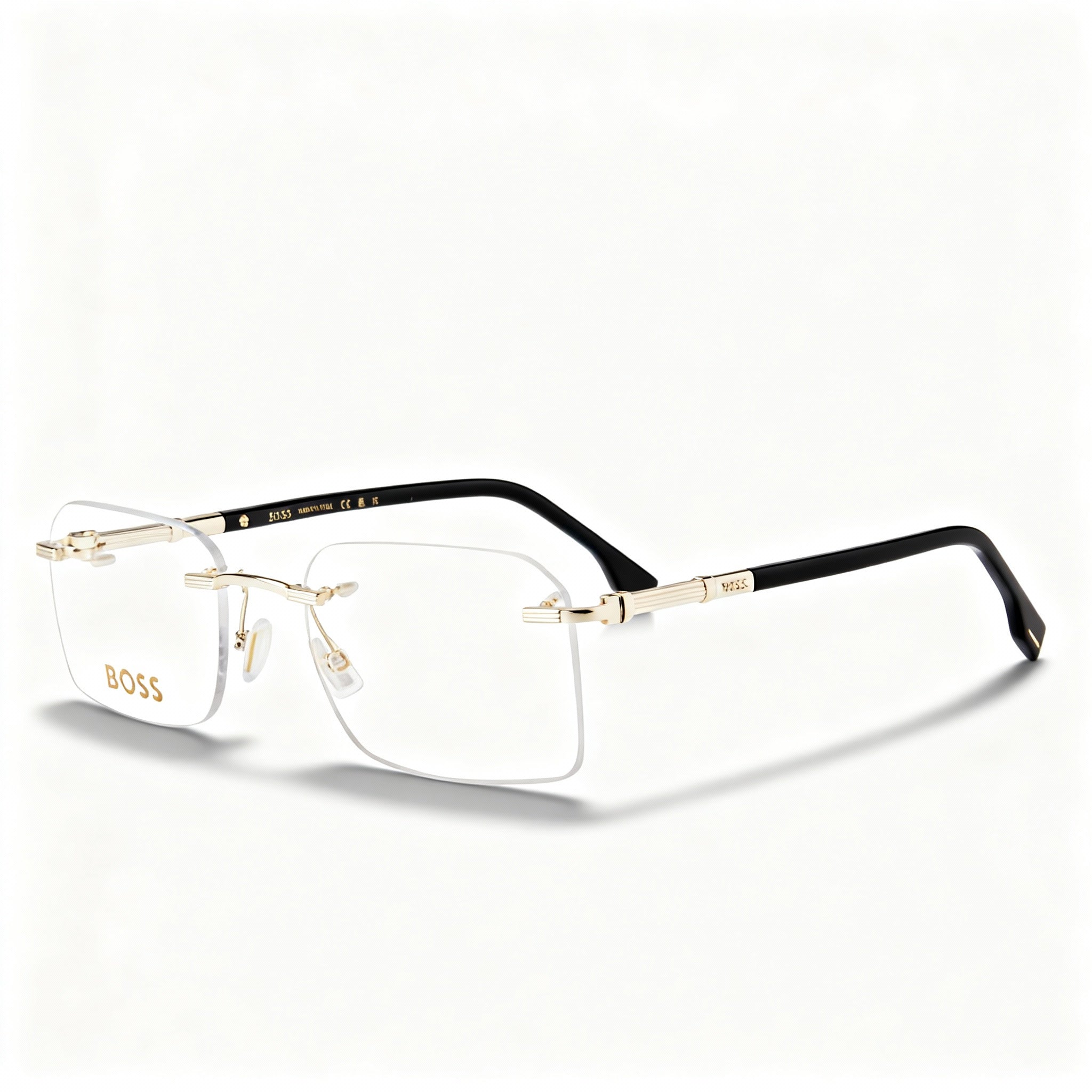 Hugo Boss Eyewear Collection: Boss 1551/a Men's Gold Black Metal Frame Optical Eyeglasses, 54mm Lens Width