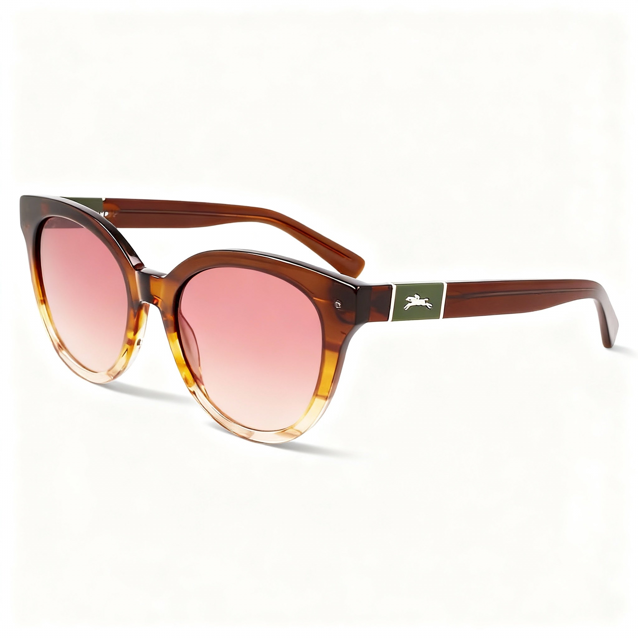 Longchamp LO697S Women's Casual Acetate Frame Polycarbonate Lens Striped Honey Non-Polarized Sunglasses 53mm