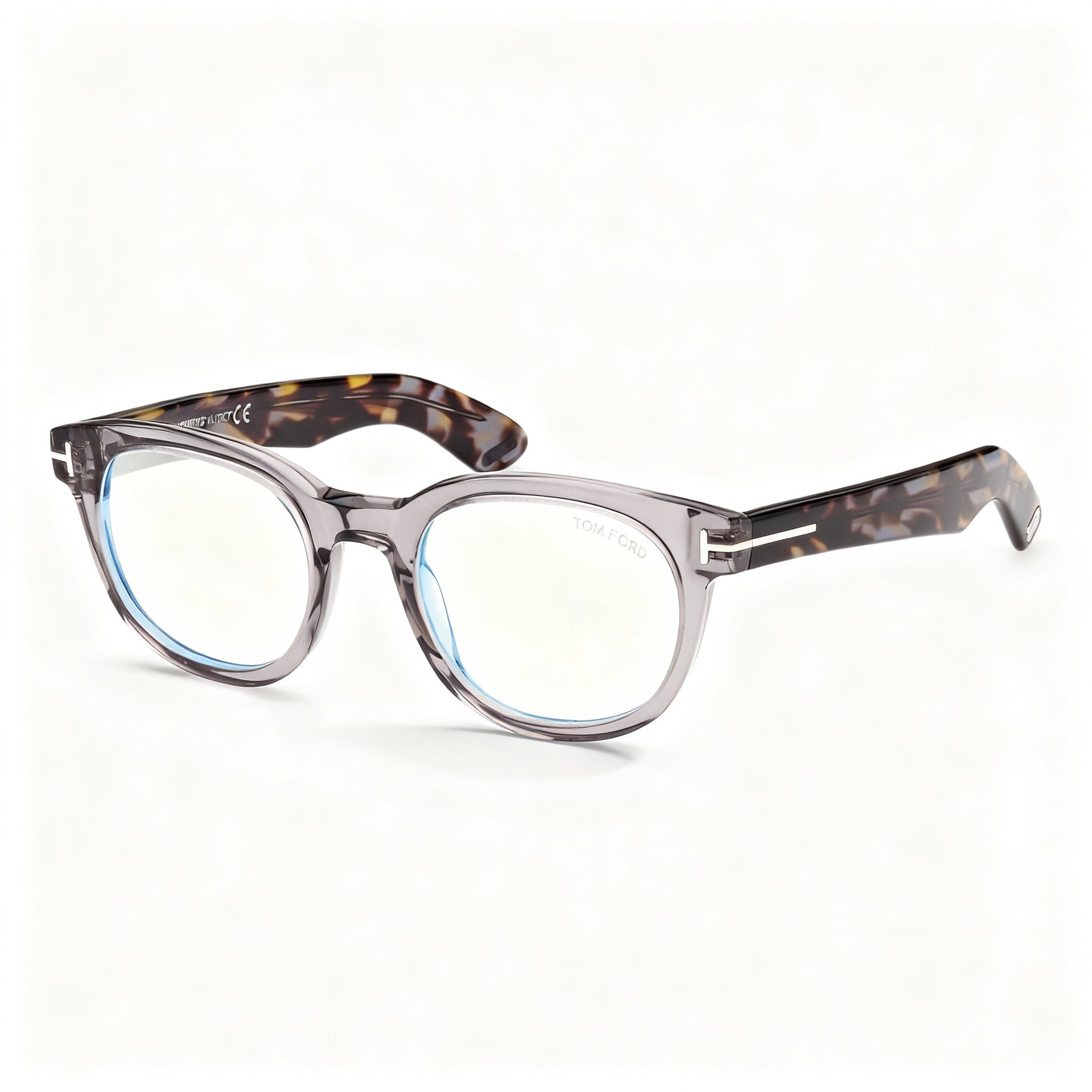 Tom Ford Ft5807-b Unisex Transparent Grey Pantographed Plastic Full Rim Optical Frames 50-21-145