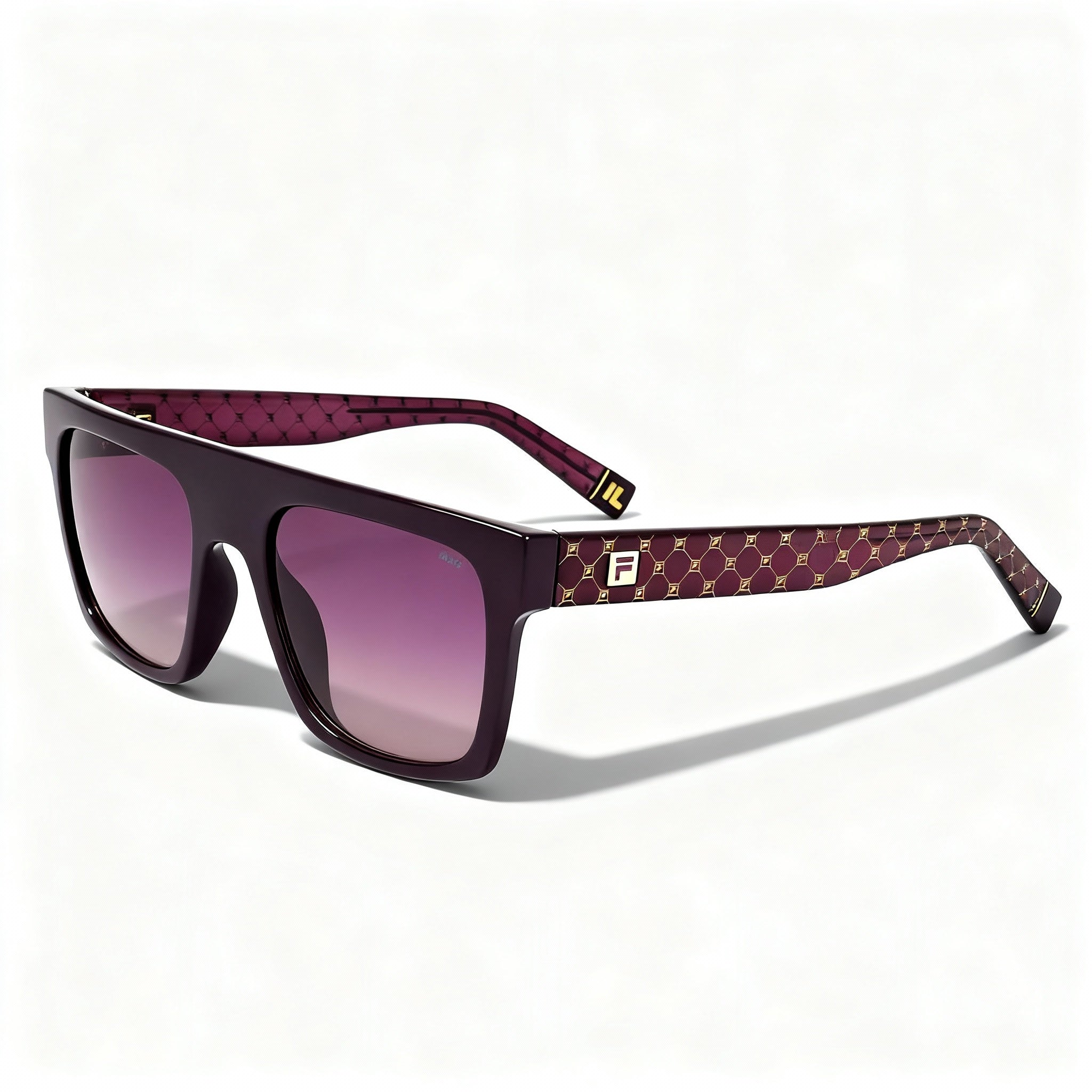 Fila Men's Casual SFI098 Injected Plum Frame Brown Non-Polarized Polycarbonate Sunglasses 53mm