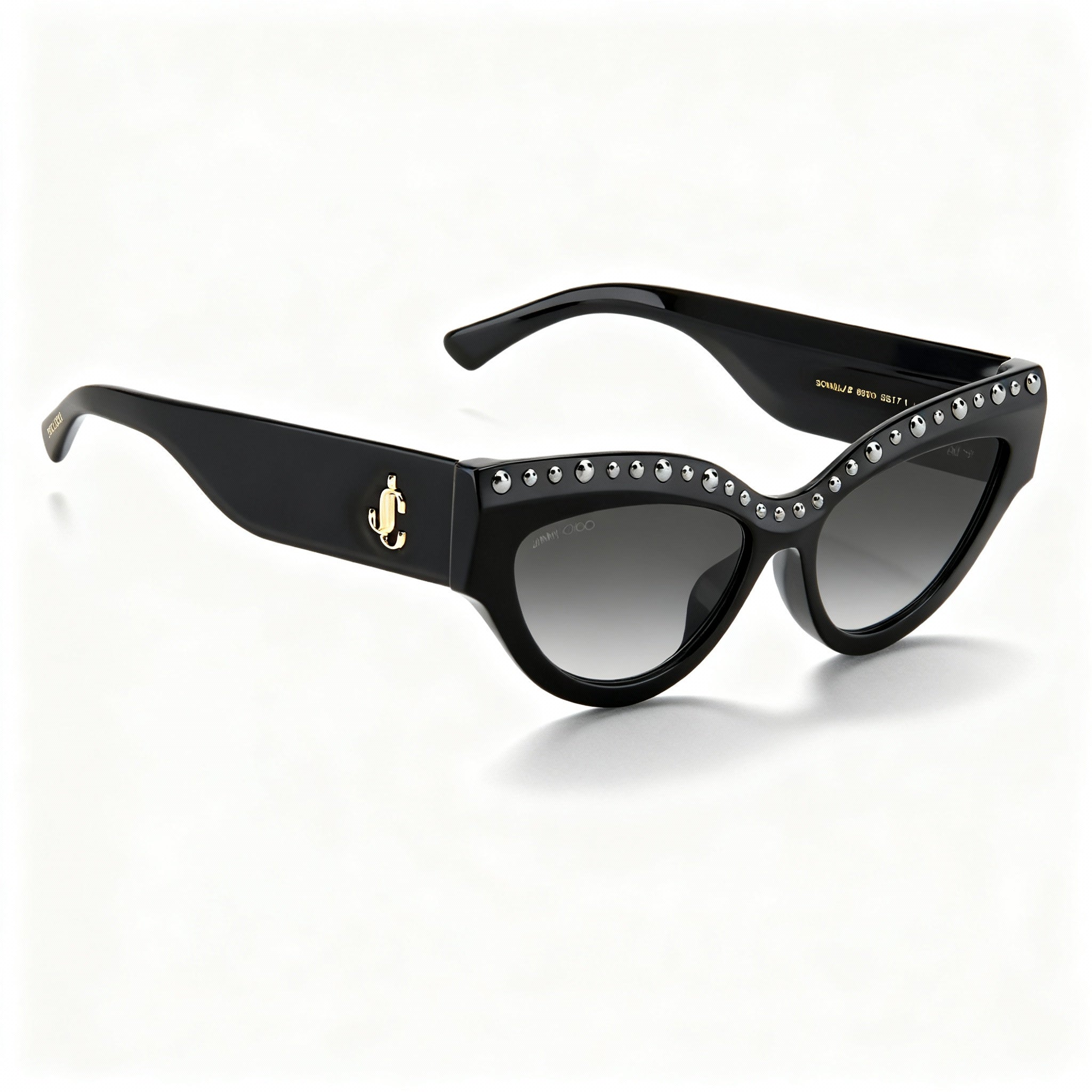 JIMMY CHOO Sonja/G/S Women's Cat Eye Black Acetate Non-Polarized Grey Gradient Sunglasses 55mm Lens