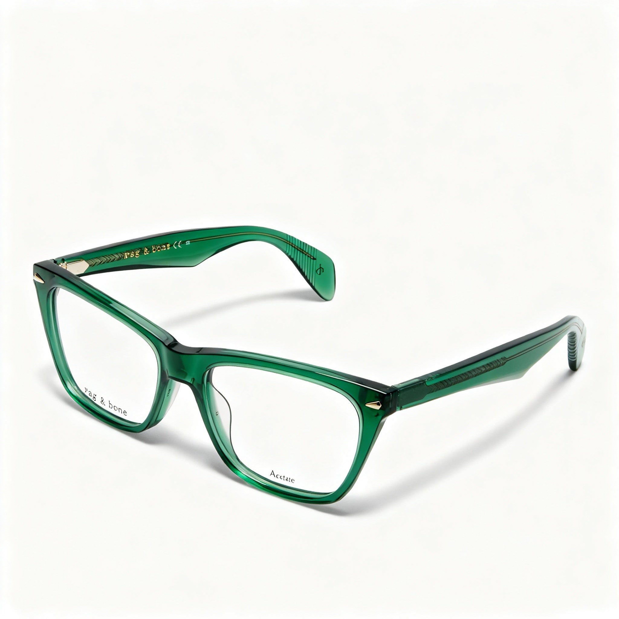 rag & bone Women's Modern RNB3013 Transparent Green Acetate Full Rim Cat Eye Eyeglasses 53mm