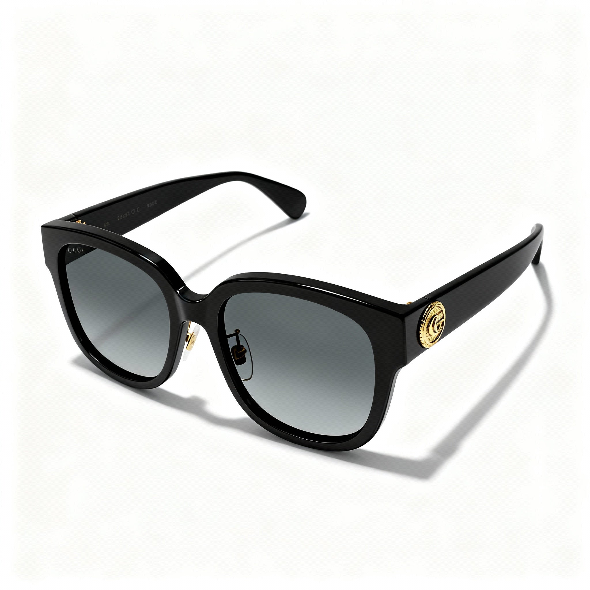 Gucci Gg1409sk-001 Women's Oversized Rounded Cat Eye Sunglasses, Black Recycled Acetate, Black-Grey Gradient 55mm
