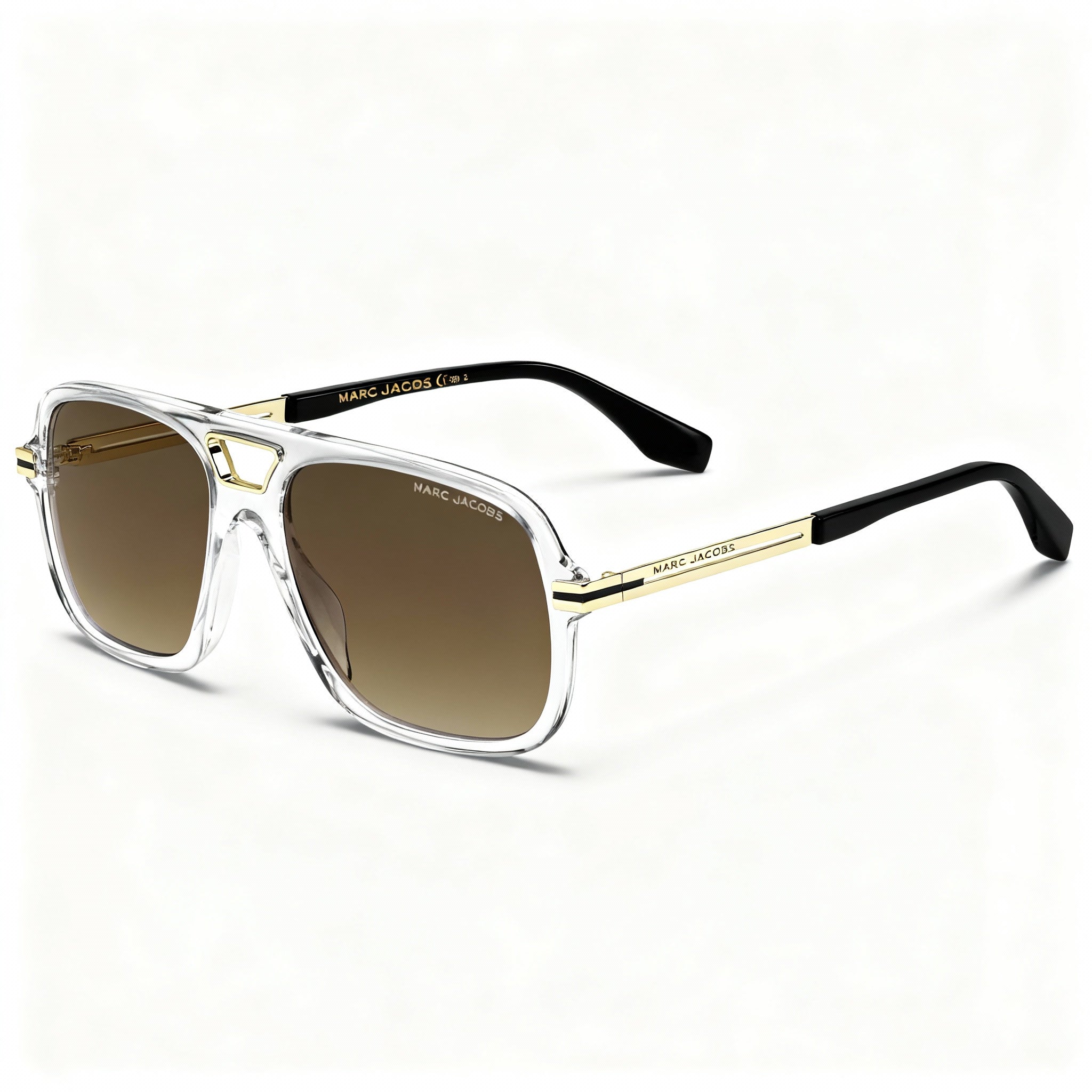 Marc Jacobs MARC 415/S Men's Classic Acetate Sunglasses, Crystal Black Frame, Brown Shaded Gradient Lenses, 56mm