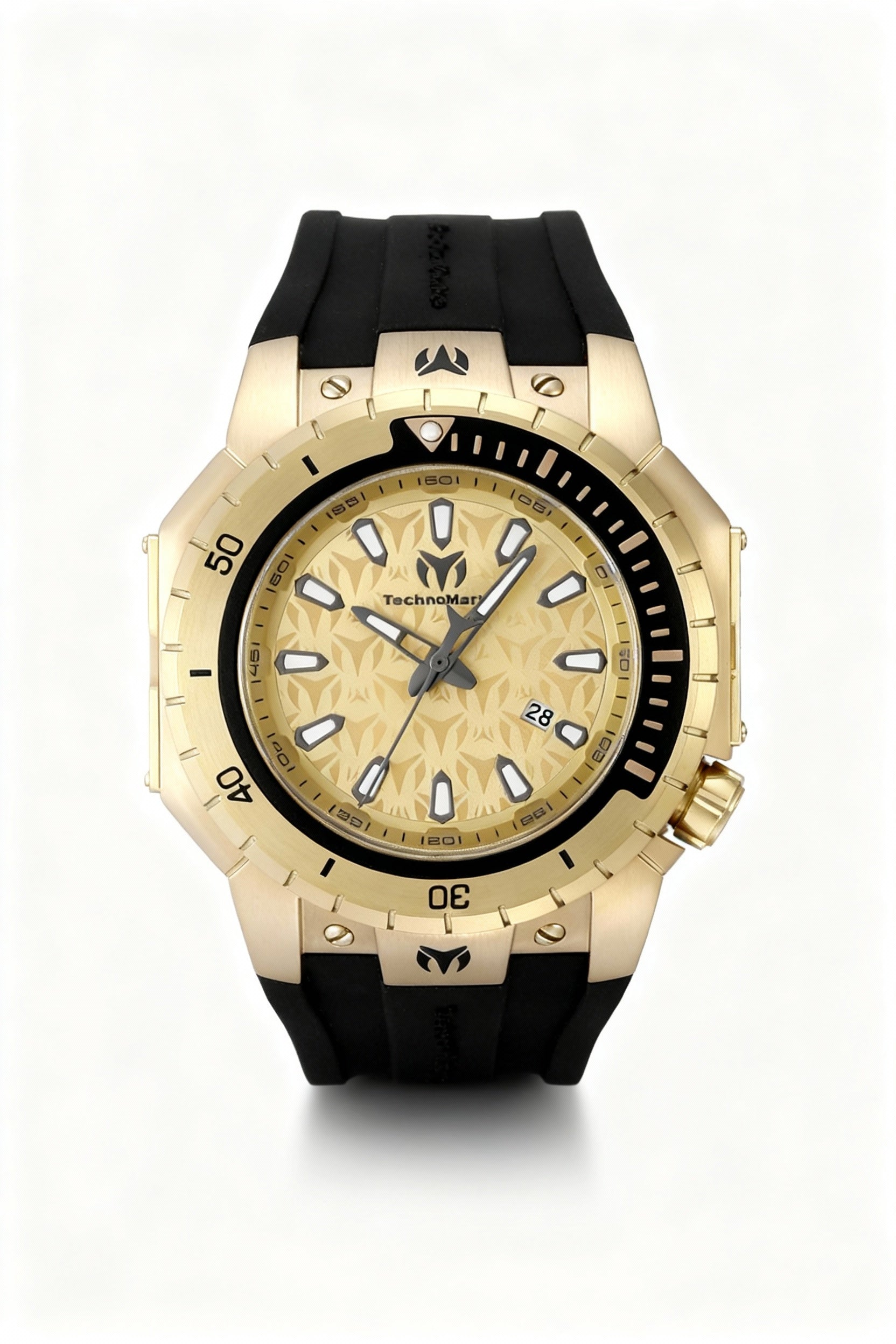 Technomarine Manta TM-224010 Men's 49mm Stainless Steel Case, Gold Dial, Quartz, Silicone Strap, 20 ATM WR