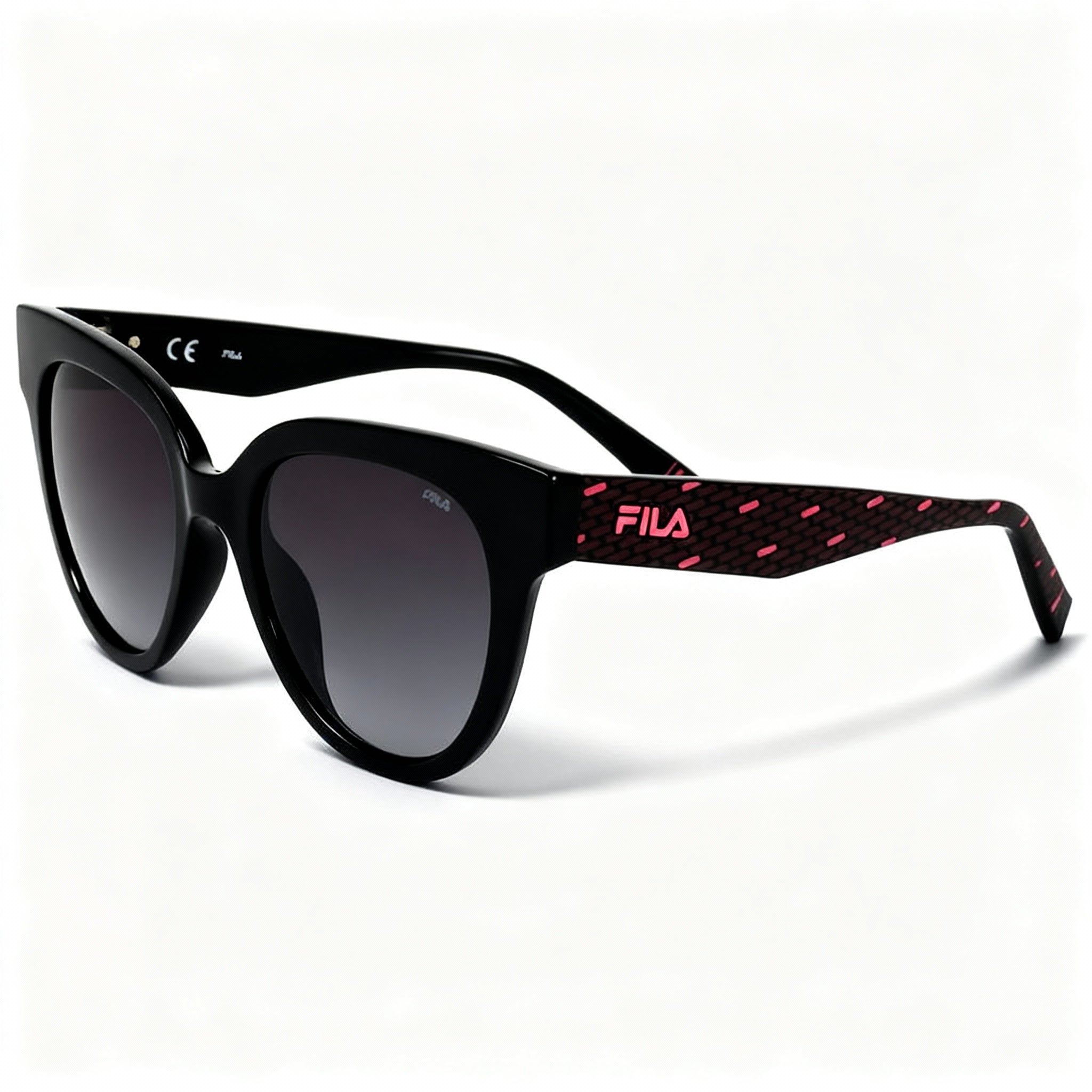 FILA SFI119 Women's Casual Injected Shiny Black Frame Smoke Gradient Non-Polarized Sunglasses 51mm