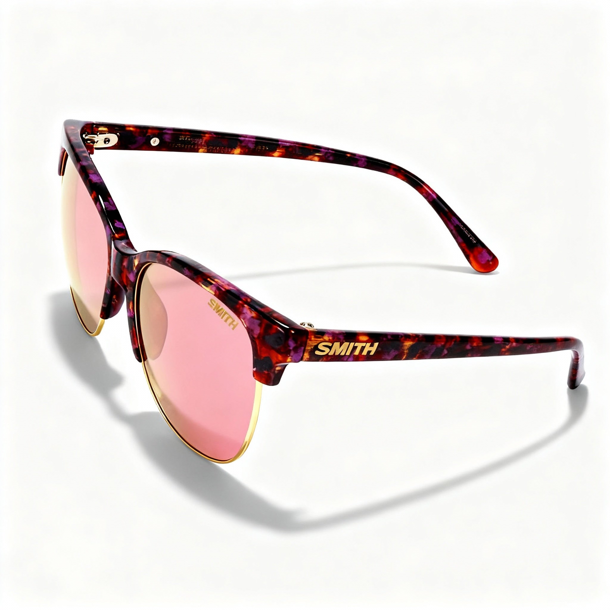 SMITH Modern Men's Plastic Sunglasses, Violet Havana Rose Gold Mirror Frame, Red Non-Polarized Anti-Reflective Lenses, 58mm
