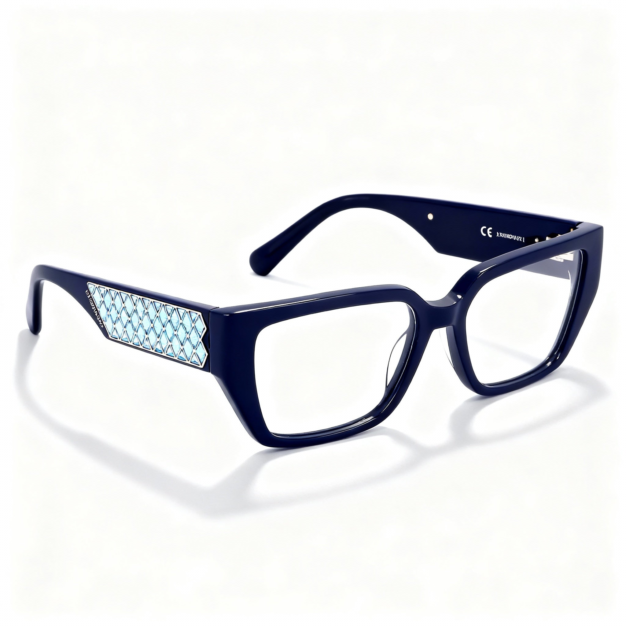 Swarovski Sk5446 Women's Shiny Blue Plastic Frame Polarized Clear Lenses Eyeglasses 54mm Lens 16mm Bridge 140mm Temple