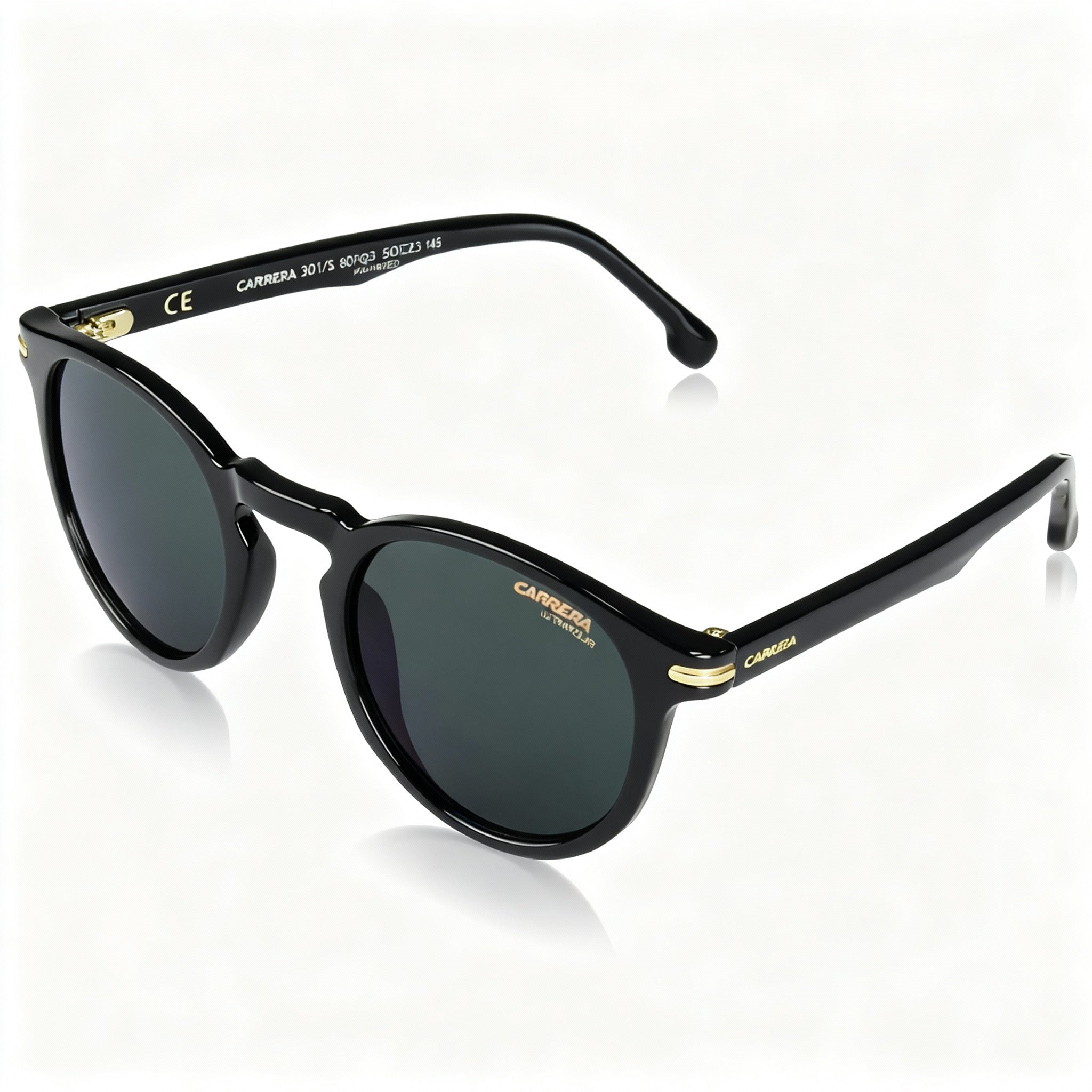 Carrera Modern Unisex Black Polyamide Sunglasses with UV Protected Non-Polarized Green-Grey Polycarbonate Lenses, 50mm