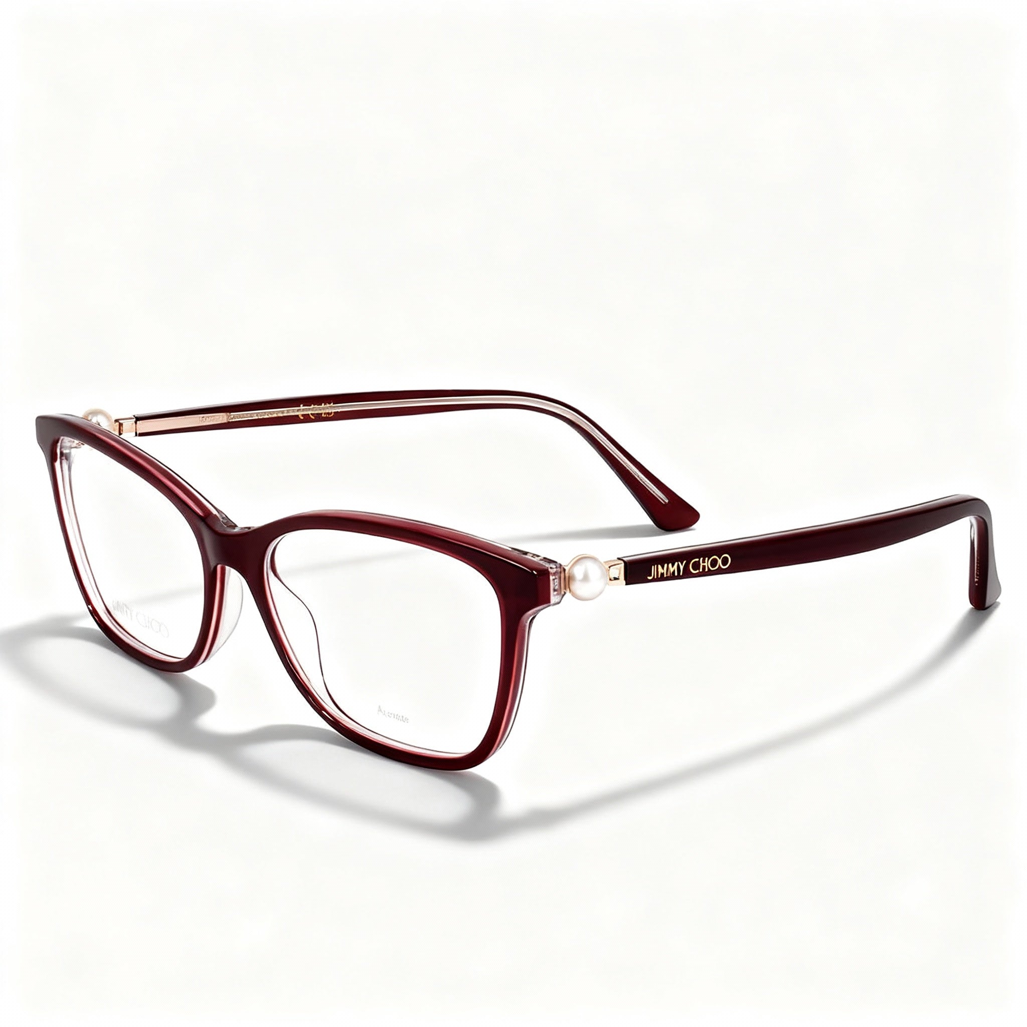 JIMMY CHOO VISTA JC377 Women's Casual Full Rim Acetate Optical Eyeglasses in Burgundy Pearl, Size 53-15-145