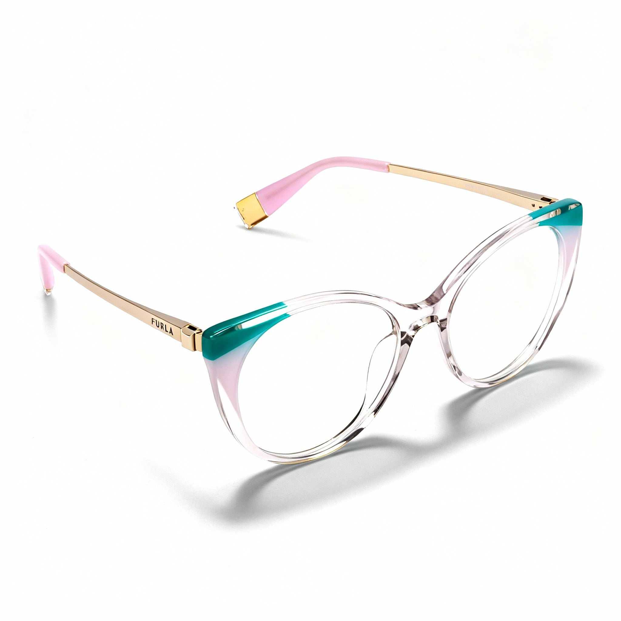 Furla VFU722V Women's Acetate Eyeglasses, Transparent Antique Pink, 53-17-135