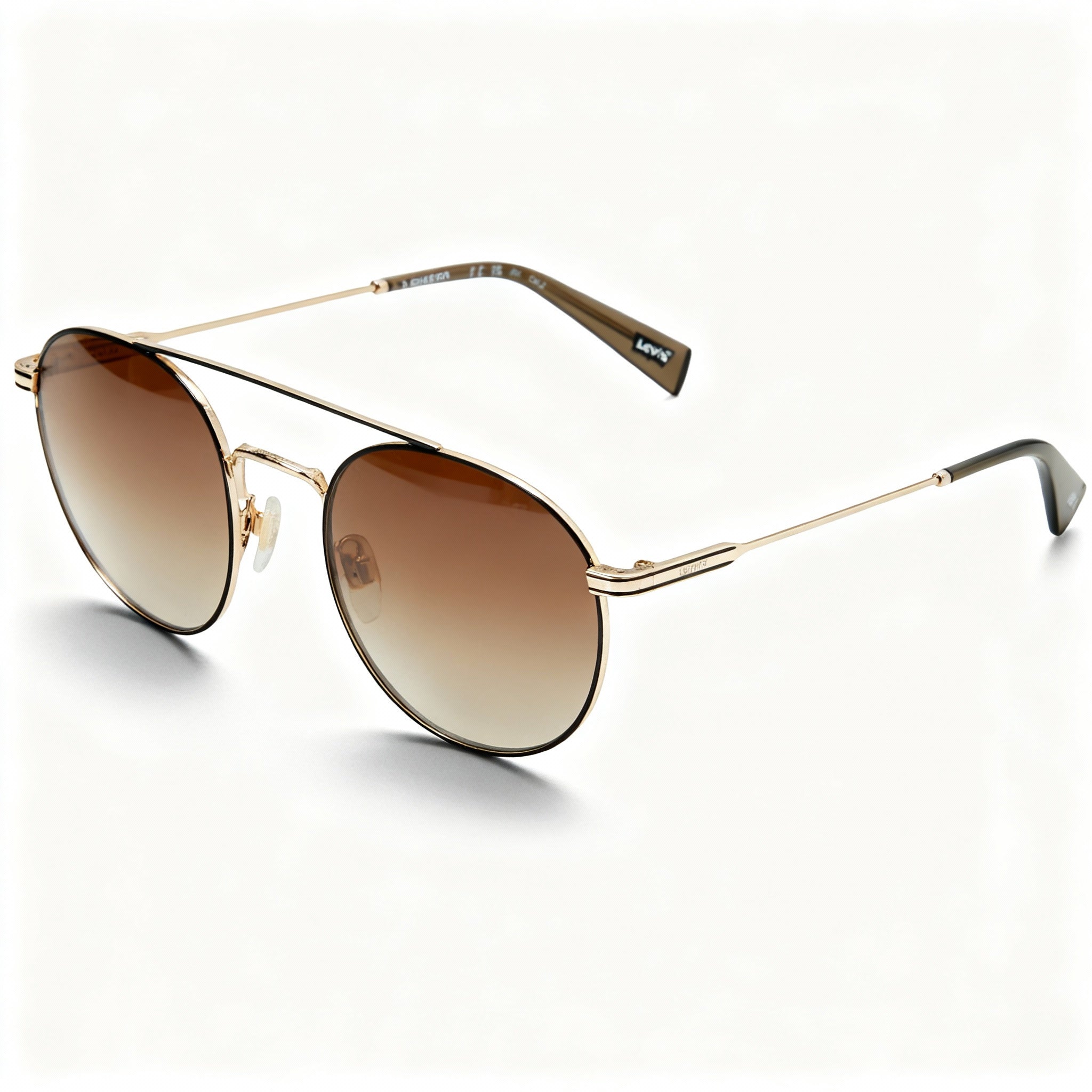Levi's Modern Unisex Stainless Steel Black Gold Non-Polarized Polycarbonate UV Sunglasses 54-21-145