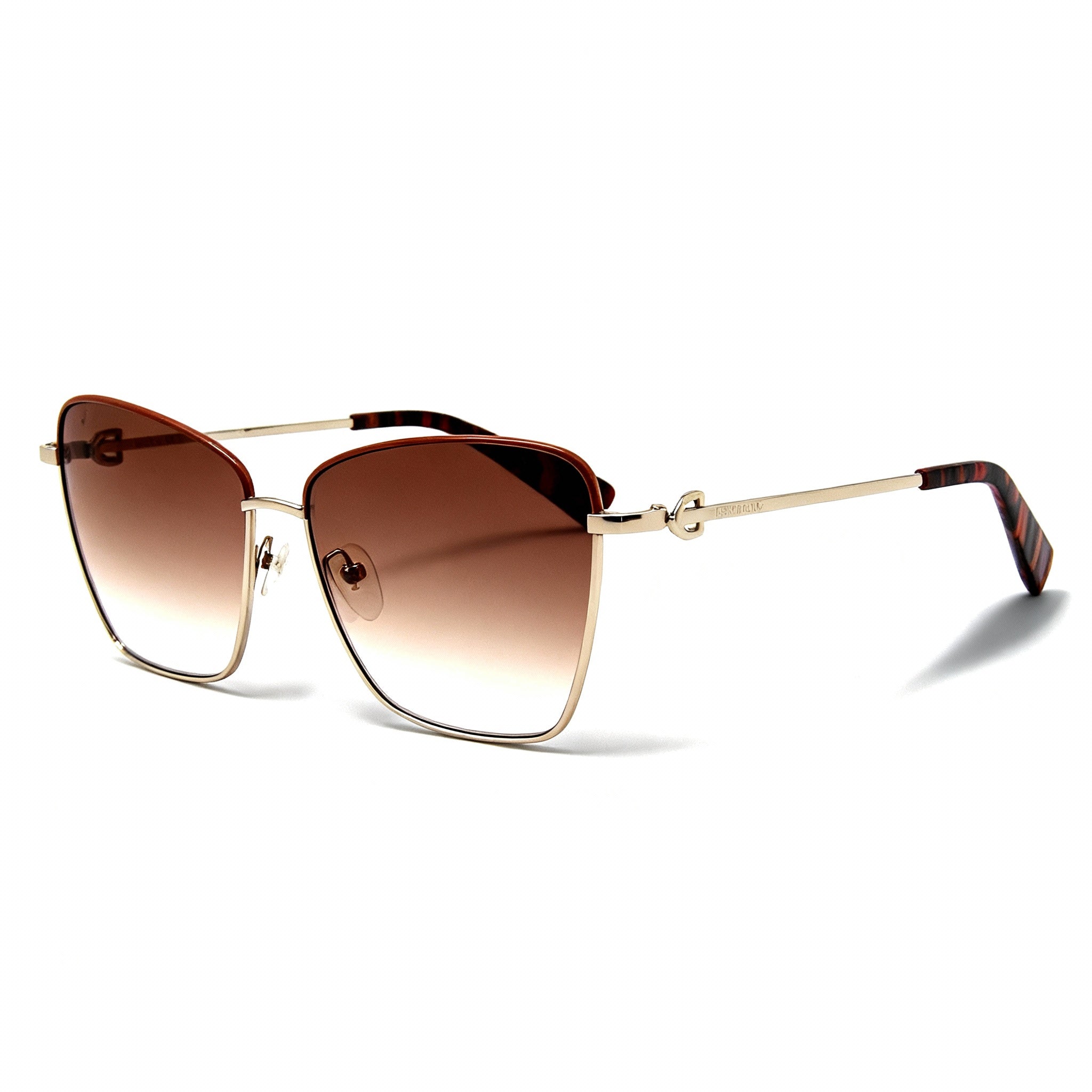 Longchamp LO153S Women's Square Gold Caramel Acetate Light Brown Gradient Non-Polarized UV Protection Sunglasses 59mm