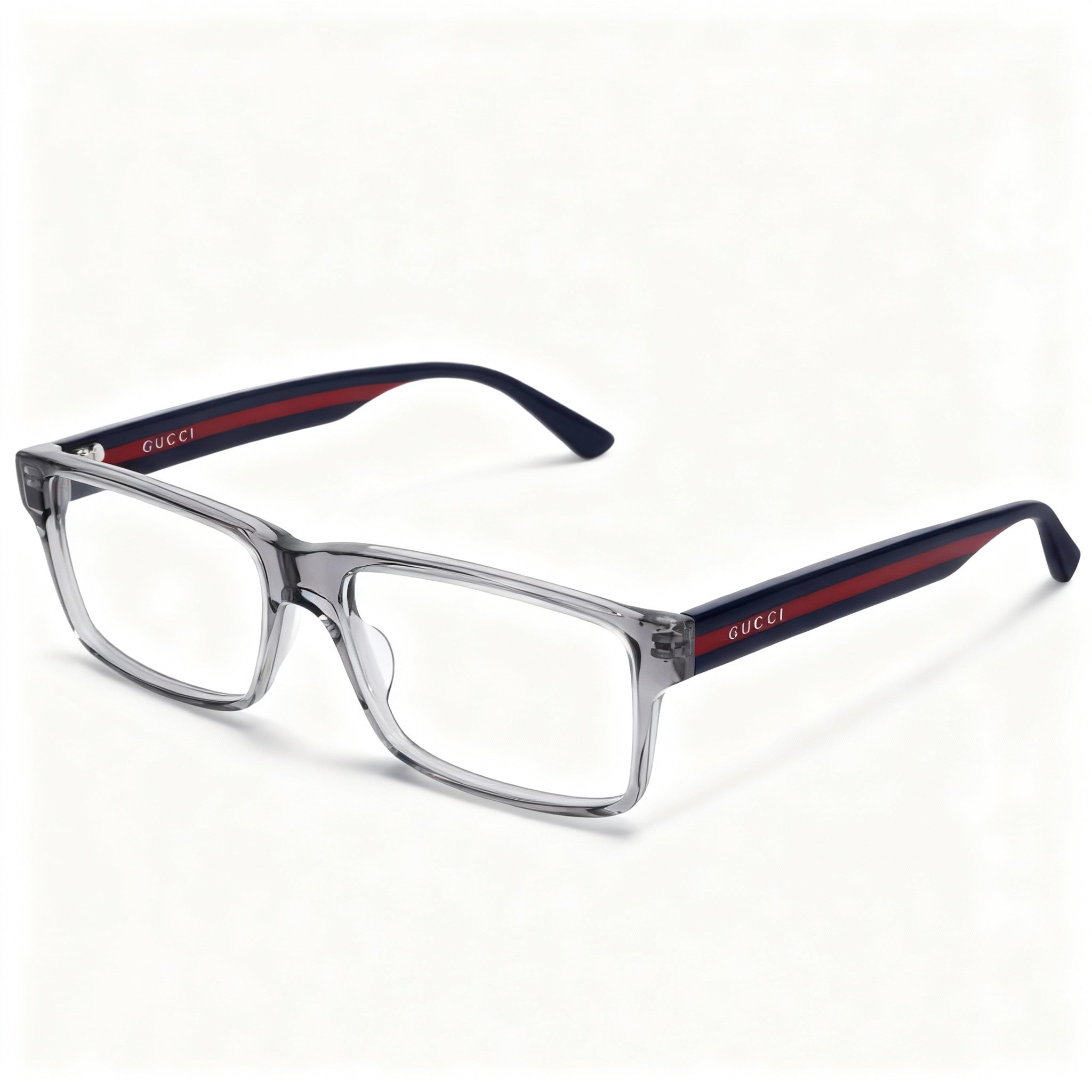 Gucci Web GG0752O Men's Prescription Ready Transparent Grey Blue Acetate Full Rim Eyeglasses 56-16-150