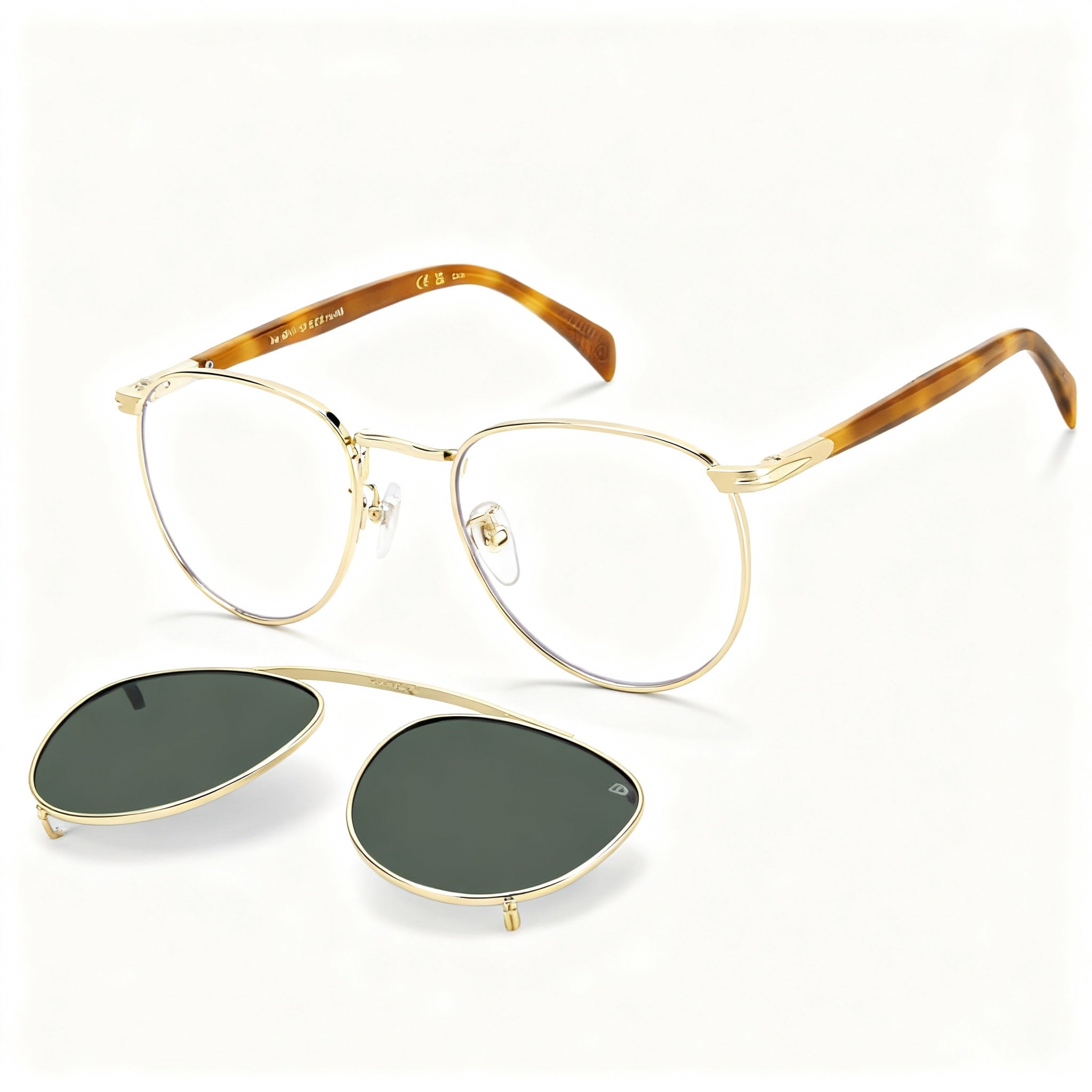 David Beckham Db 1144/Cs Men's Stainless Steel Polarized Sunglasses, Gold Brown Havana Frame, Green Polarized Lens 52mm