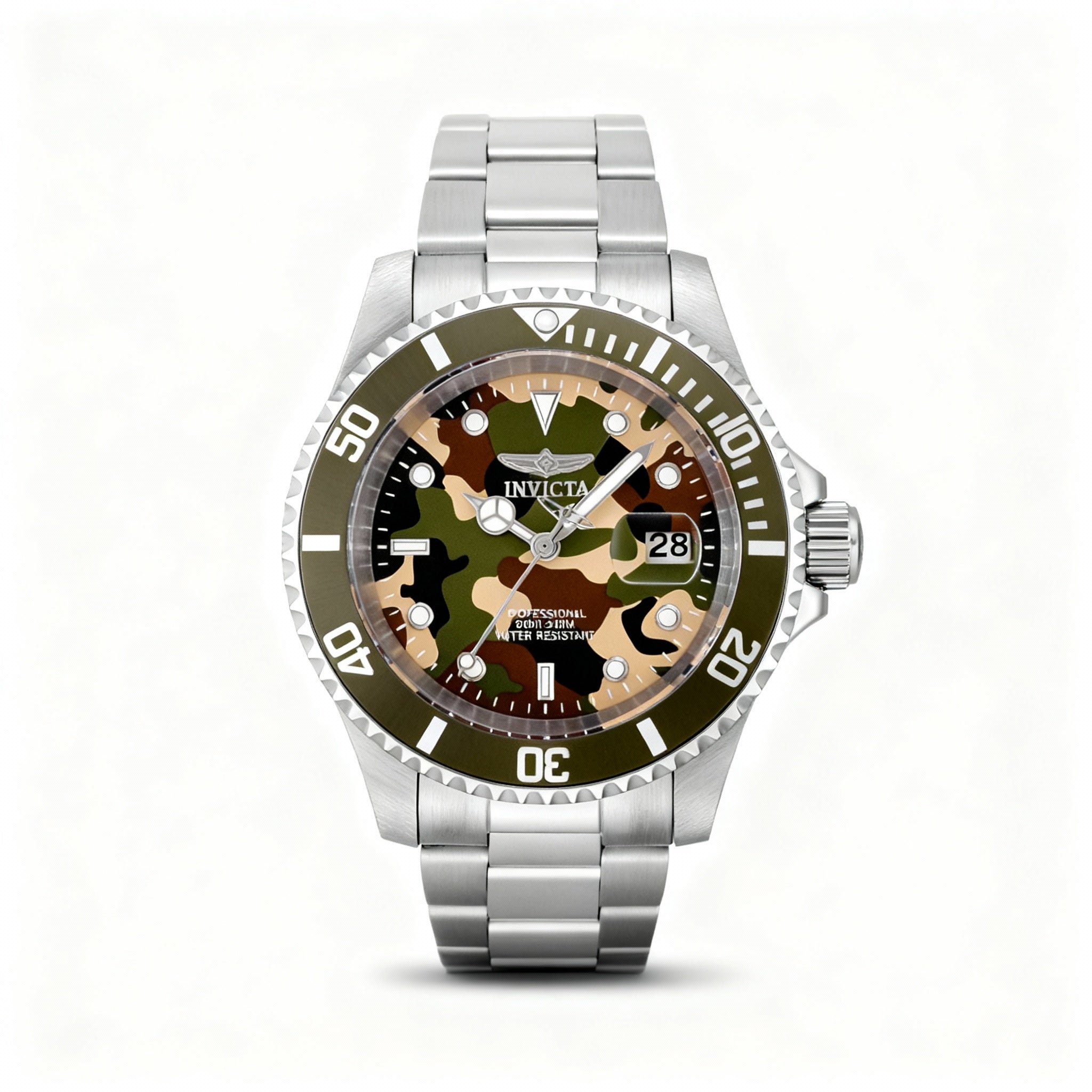 Invicta Pro Diver 48567 Men's Quartz Stainless Steel Bracelet Watch, Green Dial, 40mm Case, 200m Water Resistant