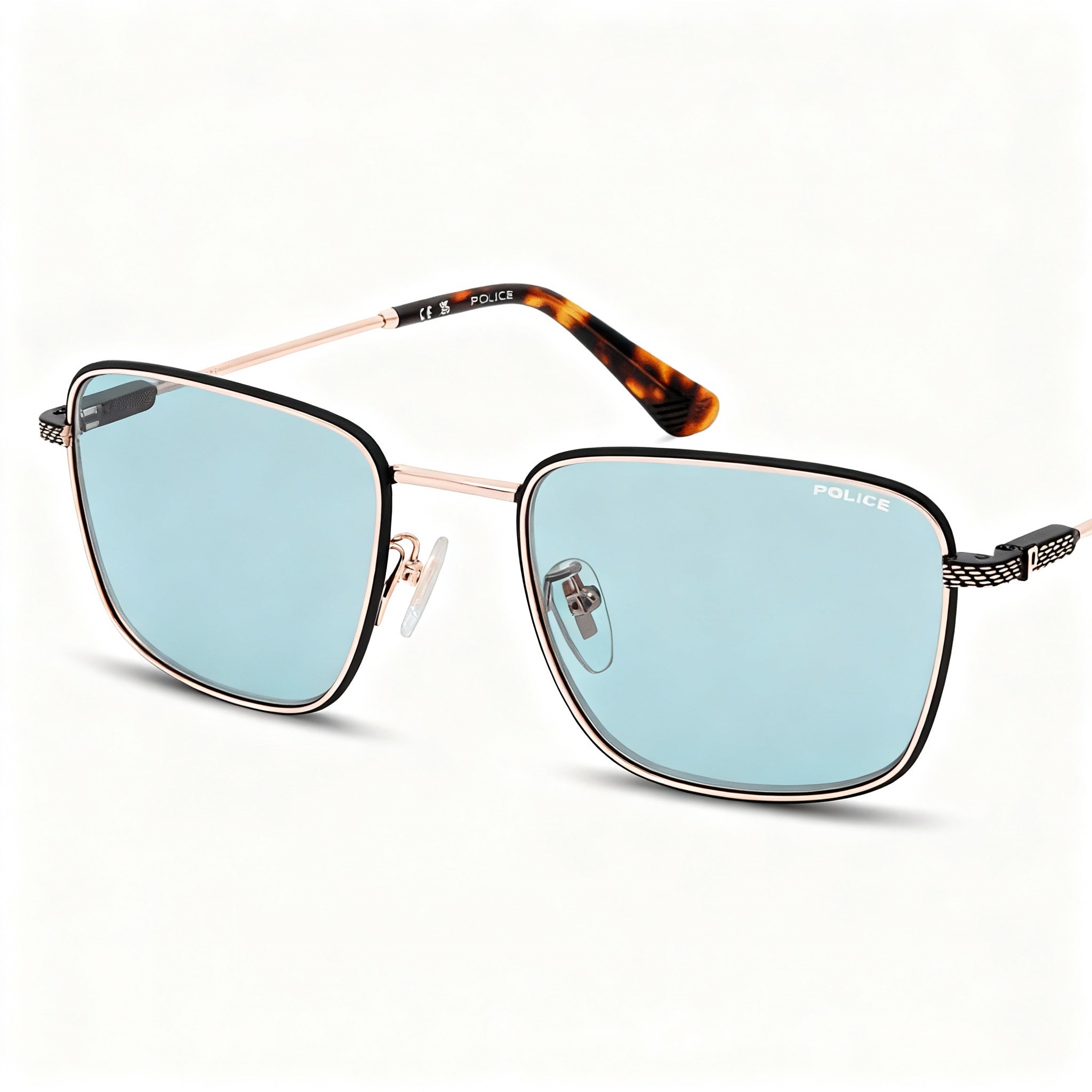 Police Men's Casual Rose Gold Stainless Steel Sunglasses, Green Non Polarized Lenses, 57-19-150