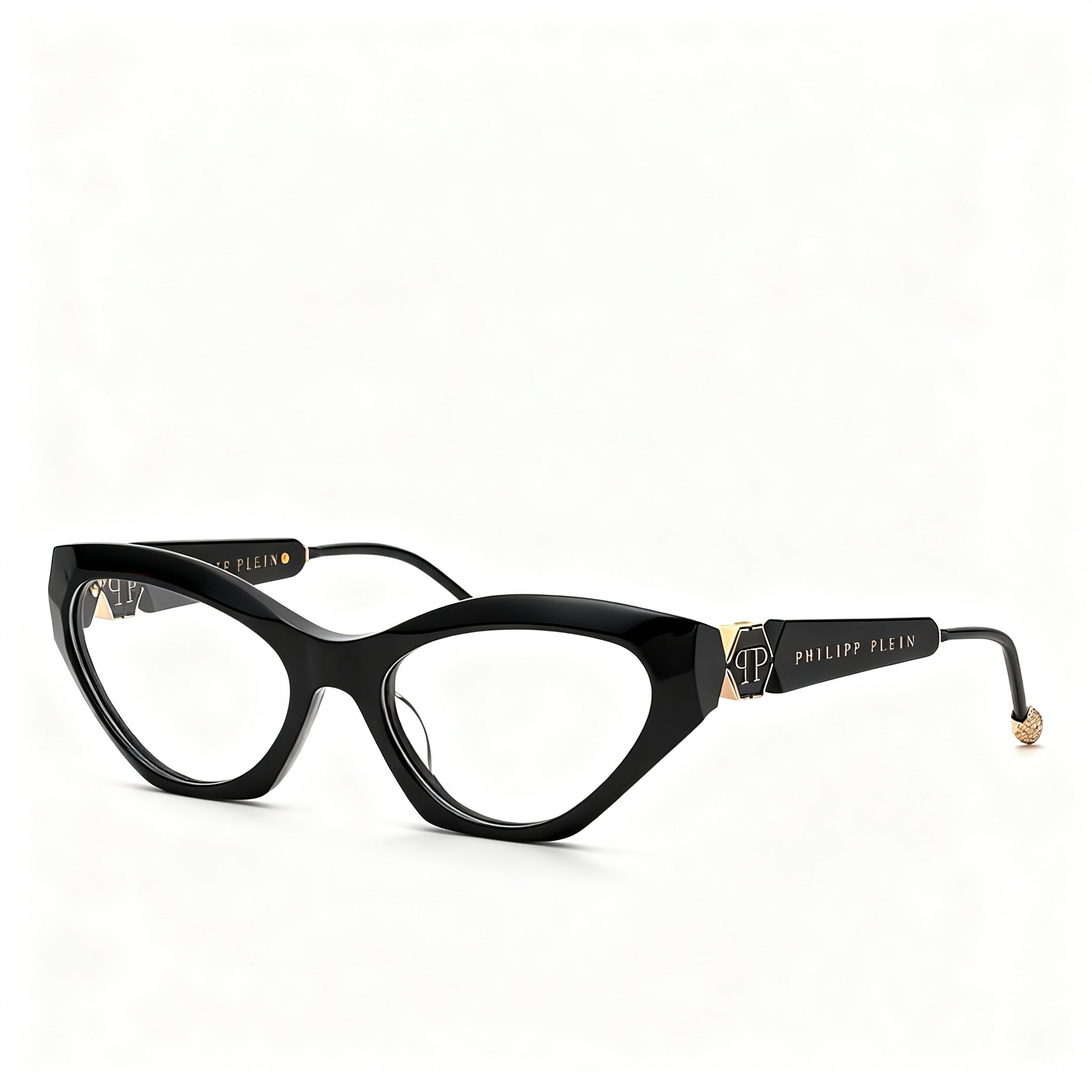 Philipp Plein Vpp069s Men's Black Acetate Lightweight Optical Eyeglass Frames, Lens 55mm Bridge 18mm Temple 140mm