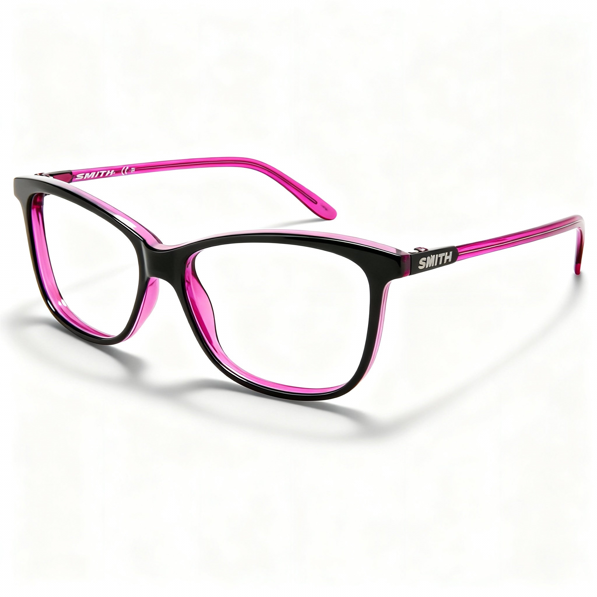 SMITH JADEN VC8 Women's Modern Black Cyclamen Acetate Eyeglasses, Customisable Clear Lenses, Size 53-15-135