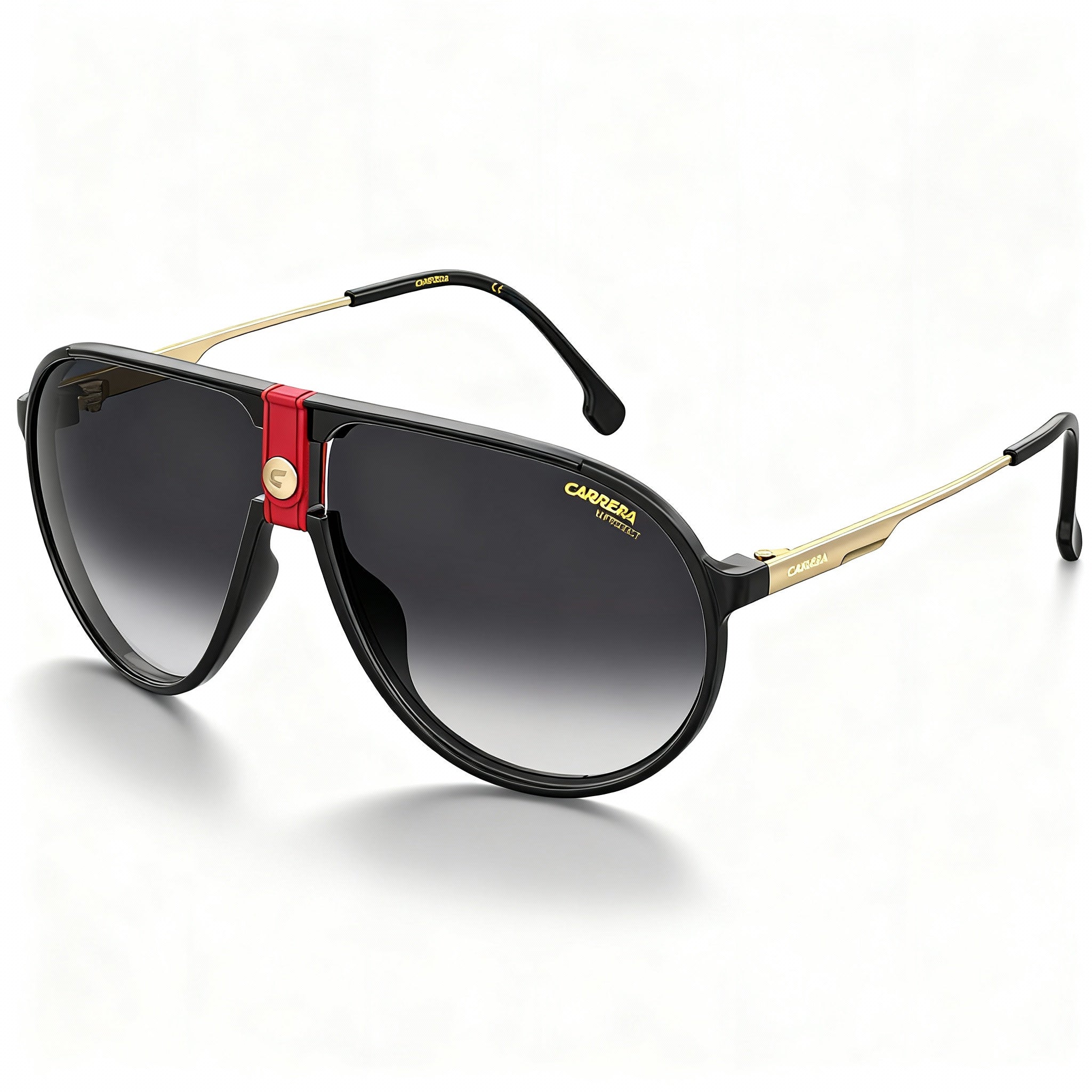 Carrera Carrera 1034/S Unisex Aviator Sunglasses, Gold Red Polyamide Frame, Grey Gradient Non-Polarized Lenses 63-12-140