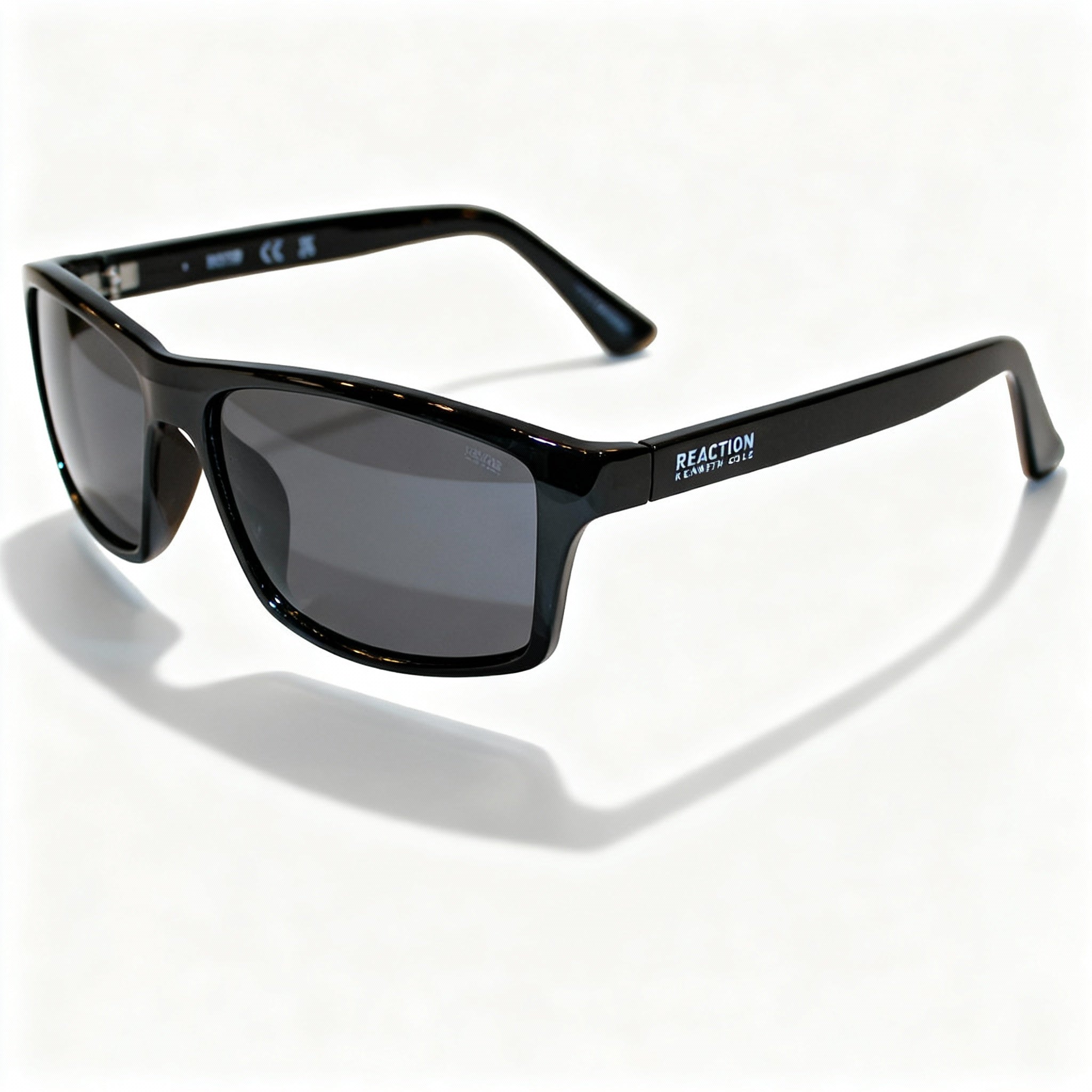 Kenneth Cole Men's Athletic Black Plastic Sunglasses, Smoke Non-Polarized Lenses, 100% UV Protection, 53-15-135