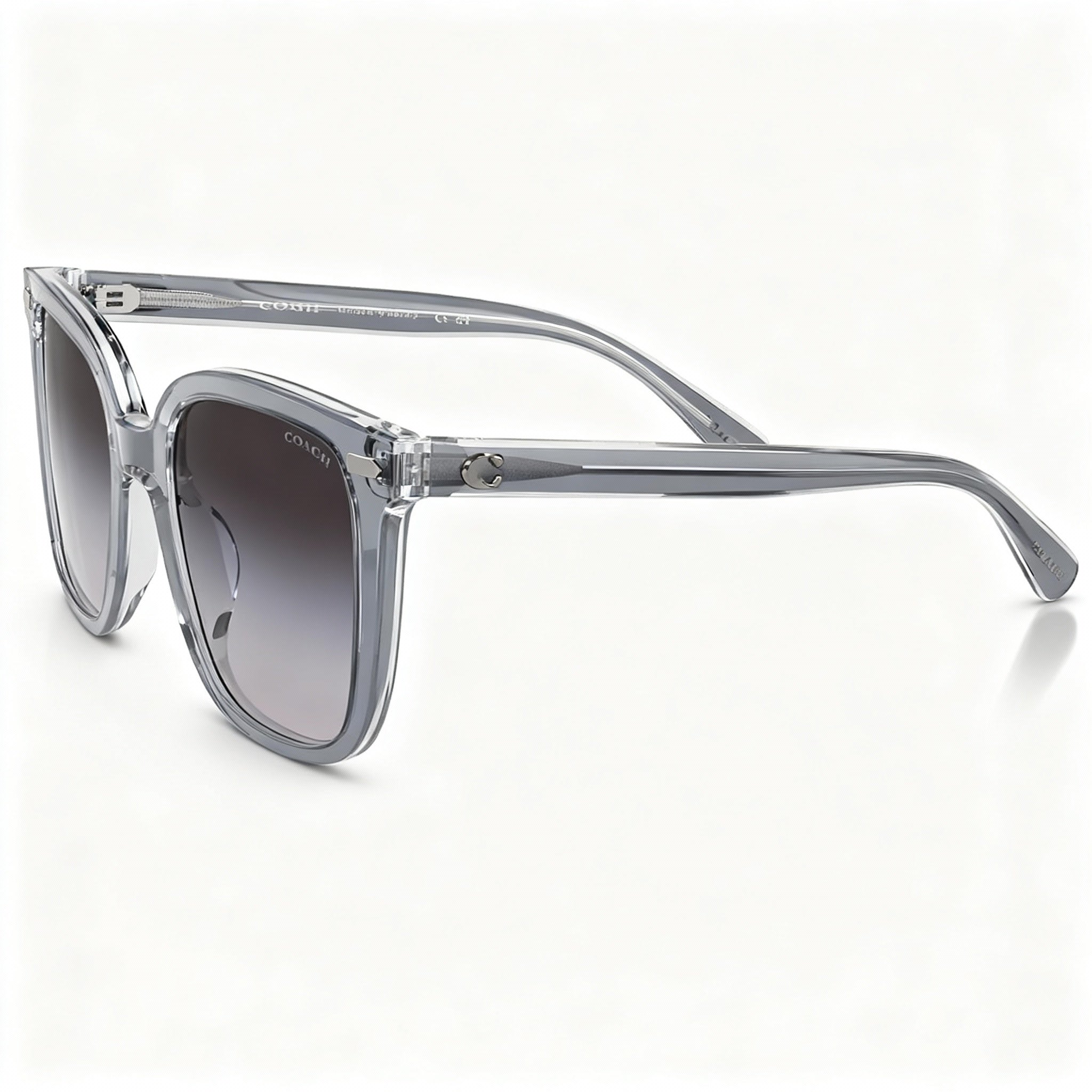 Coach Hc8381u Universal Fit Women's Oversized Square Plastic Sunglasses, Dark Grey Light Grey Gradient, 54mm